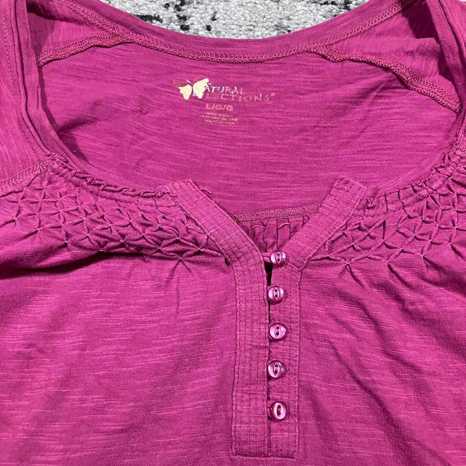 Natural Selection Y2k Lace Natural Reflections Pink Henley Shirt Size L / US 10 / IT 46 - 2 Thumbnail