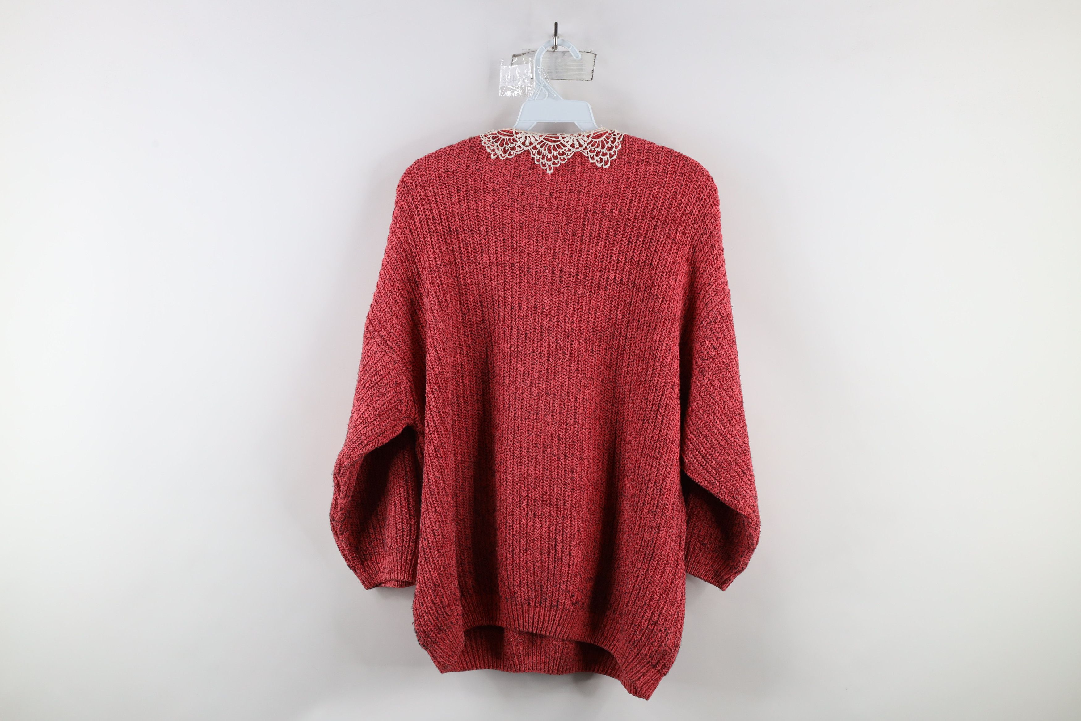Vintage Vintage 90s Streetwear Blend Ribbed Knit Lace Henley Sweater Size L / US 10 / IT 46 - 8 Thumbnail