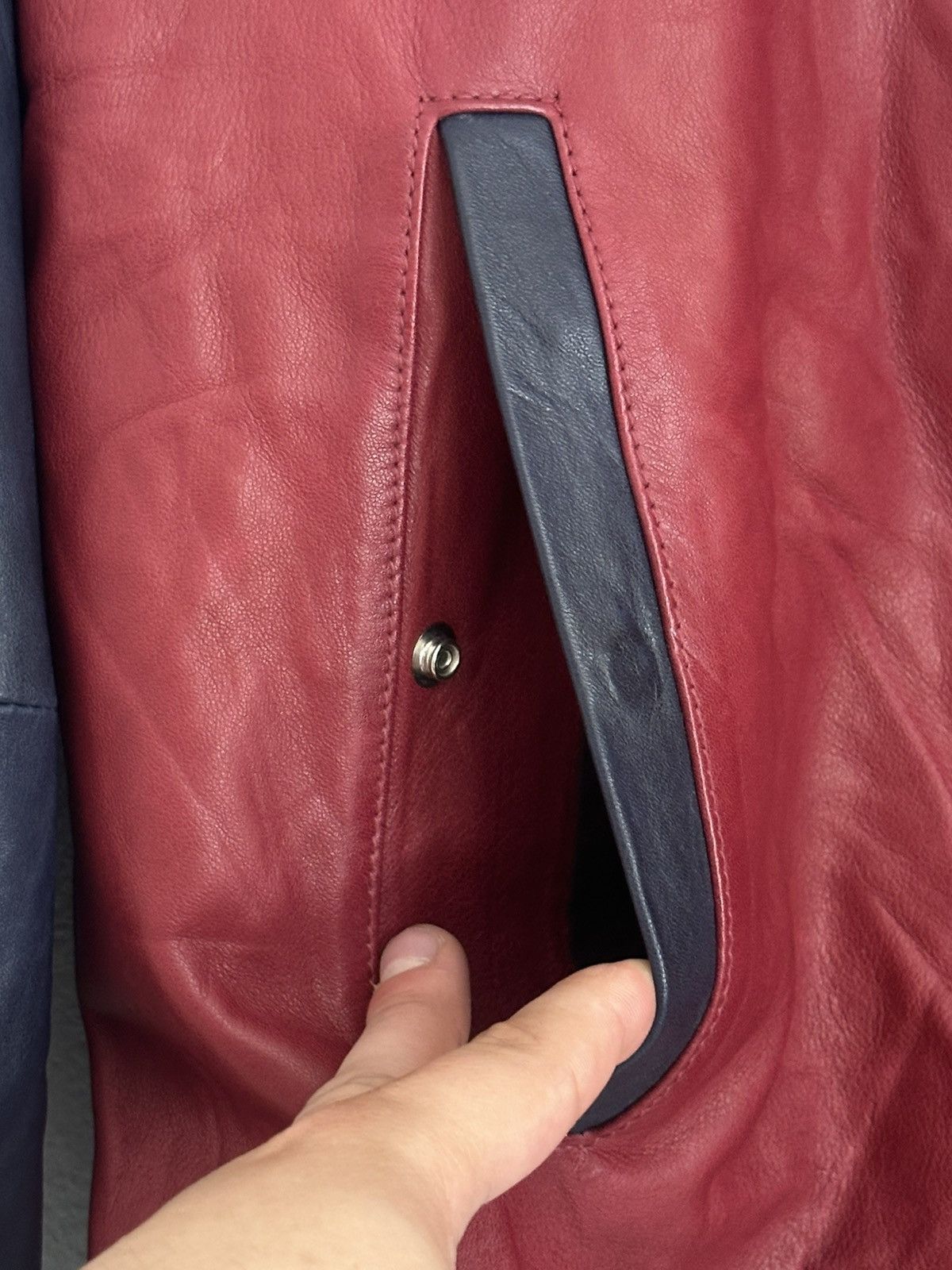 Dsquared2 Dsquared2 Ovine Leather Boomber Jacket Racing Moto Red/Blue Size US L / EU 52-54 / 3 - 6 Thumbnail
