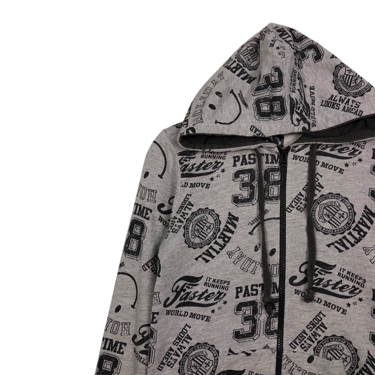 Japanese Brand Smiley Face All-Over Print Zip Hoodie – Grey/Black Size US M / EU 48-50 / 2 - 8 Thumbnail