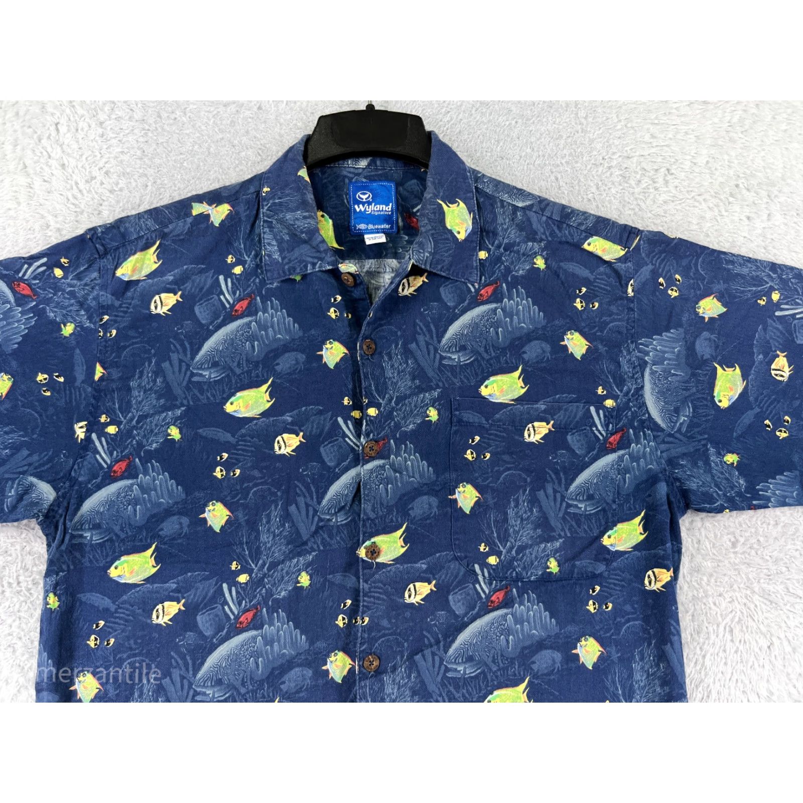Vintage Aftco Shirt Mens Large Blue Tropical Fish All Over Print Hawaiian Angler Size US XL / EU 56 / 4 - 4 Thumbnail