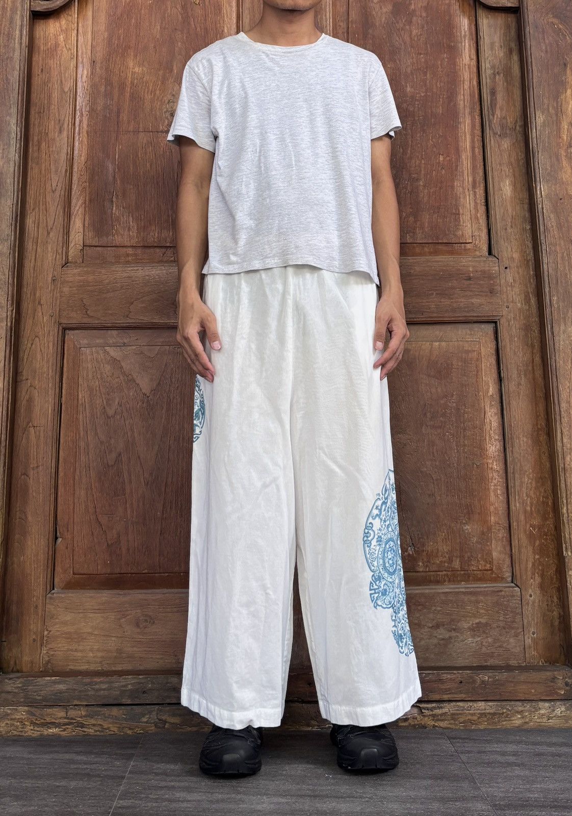 Junya Watanabe FREE TAX! Skull Graphic Relaxed/Easy Pants Size US 31 - 1 Thumbnail