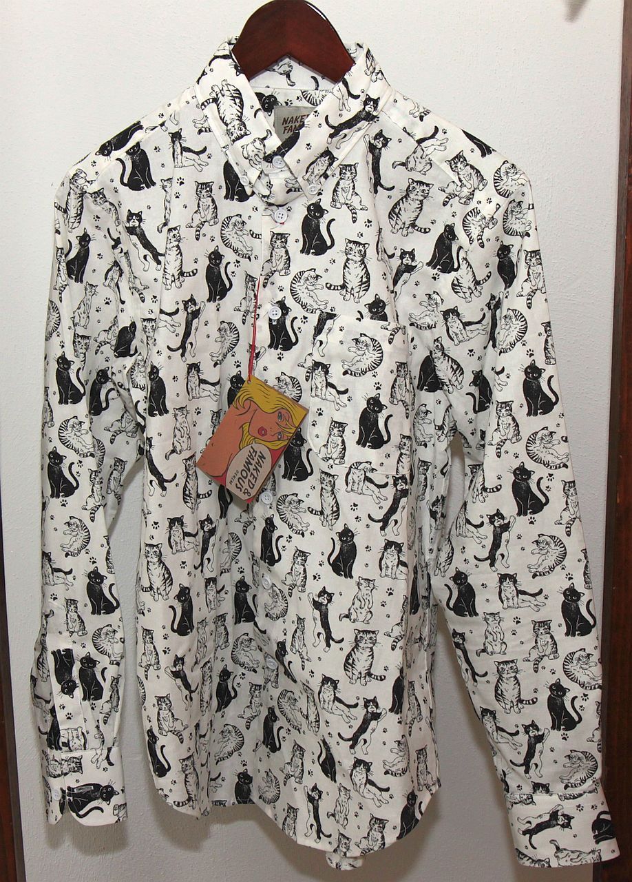 Naked & Famous Cute Cats Button Down Shirt Size US S / EU 44-46 / 1 - 2 Thumbnail