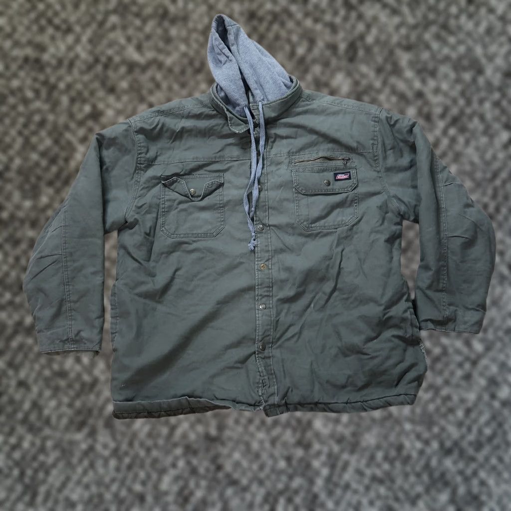Dickies VINTAGE Dickies Quilted Lined Jacket Hooded 3XL Green Canvas Workwear Mens Bomber Jacket Size US XXL / EU 58 / 5 - 1 Thumbnail
