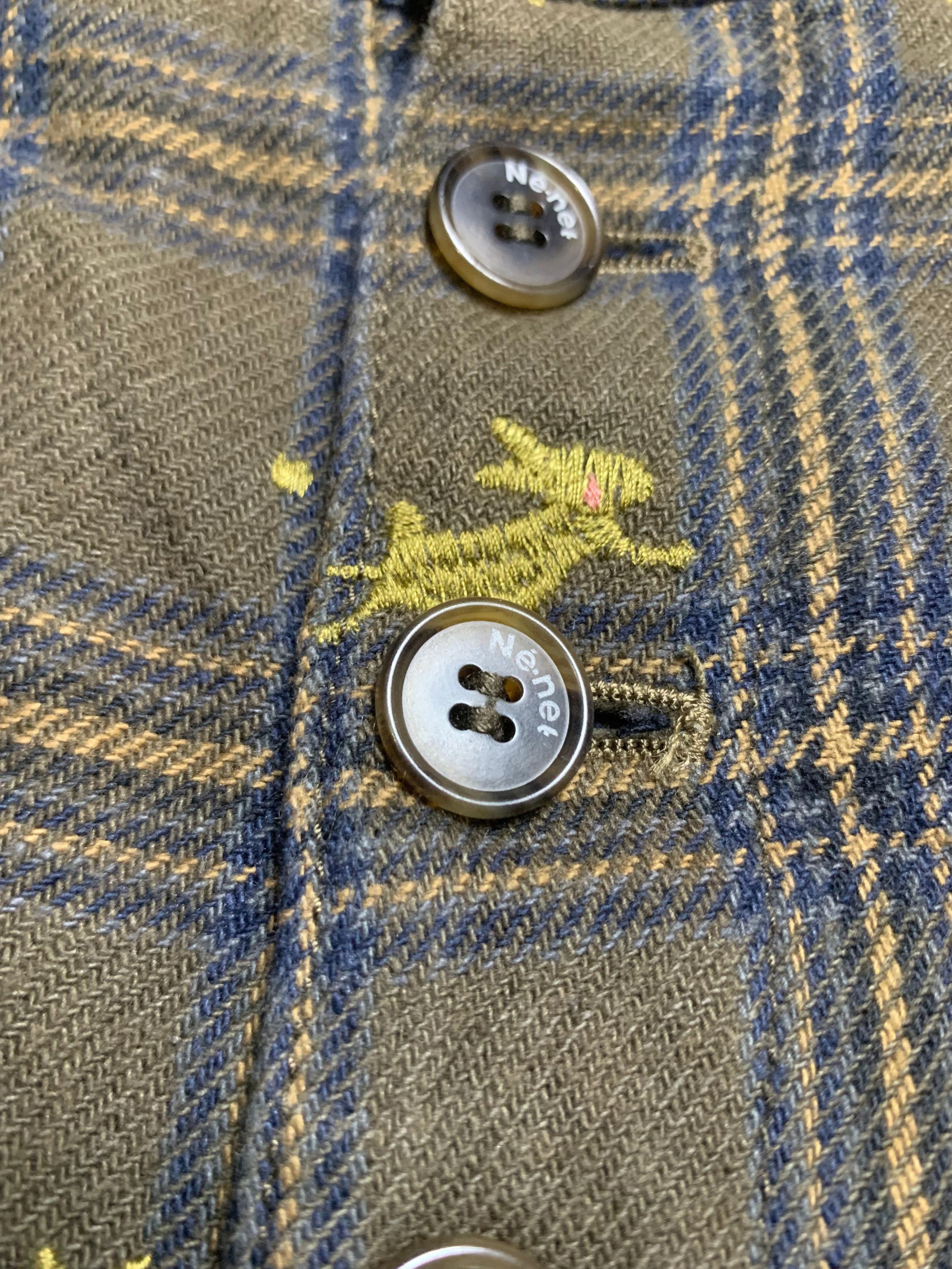 Issey Miyake 2000s Ne-net by Issey Miyake Plaid Embroidery Motif Pants Size US 32 / EU 48 - 5 Thumbnail