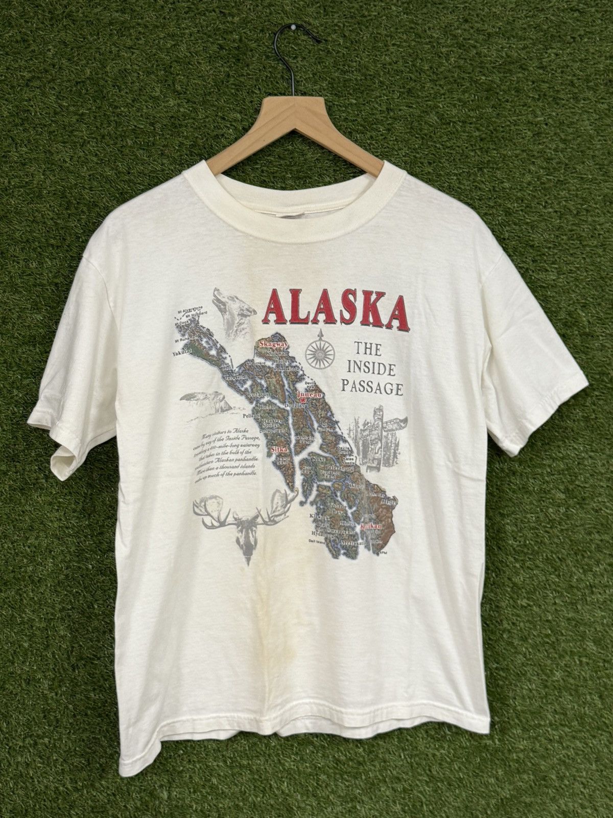 Vintage Vintage Anvil Tag White Alaska Map Distressed Tee Medium Size US M / EU 48-50 / 2 - 1 Thumbnail