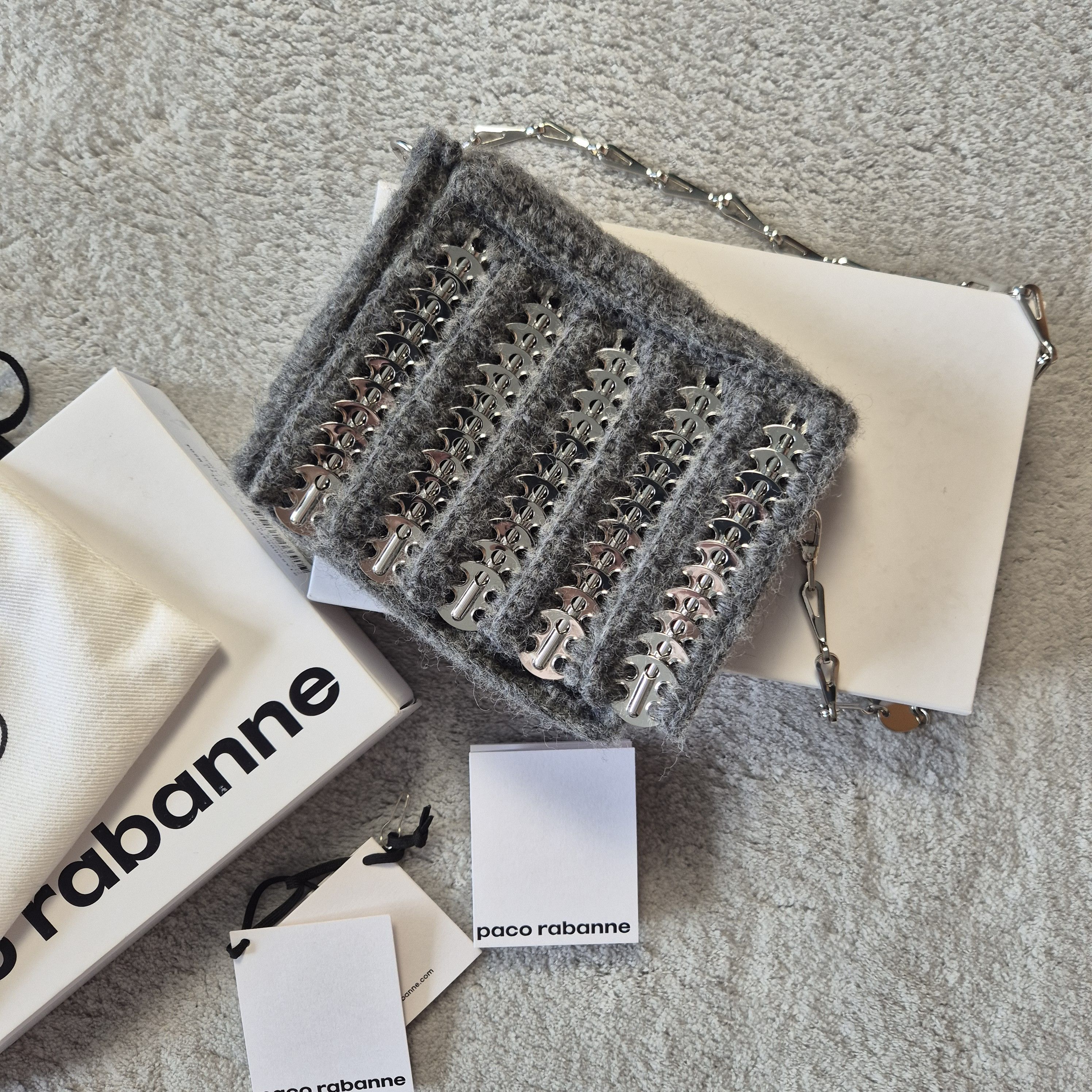 Paco Rabanne Paco Rabanne Nano 1969 Mini Bag in Grey Wool Size ONE SIZE - 1 Thumbnail
