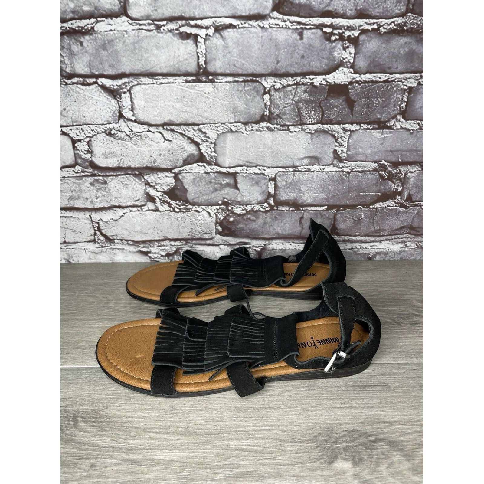 Minnetonka Minnetonka Maui 71302 Black Suede Leather Ankle Strap Flats Size US 10 / IT 40 - 13 Thumbnail