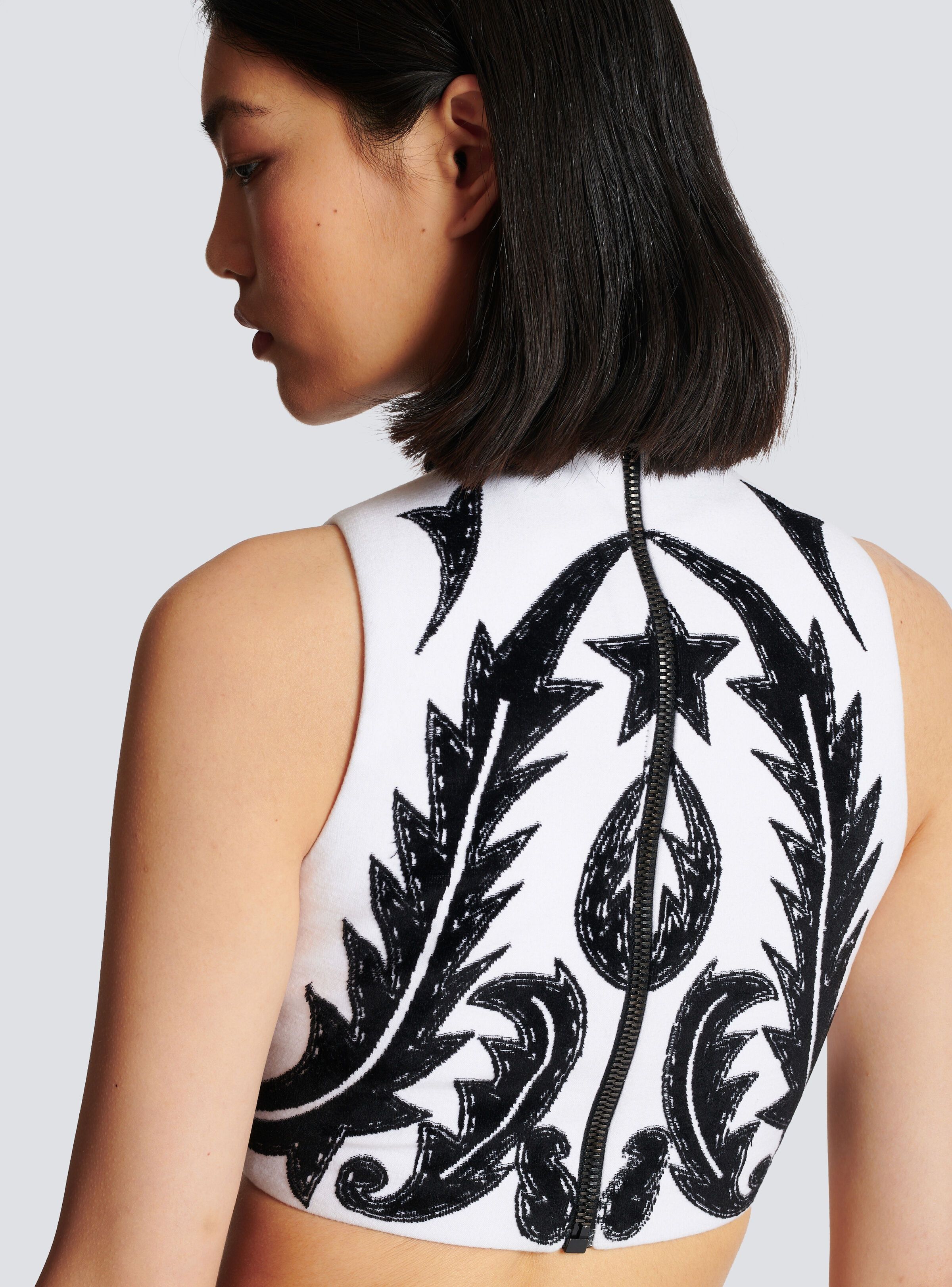 Balmain o1s1wg110825 Baroque Tank Top in Black/White Size S / US 4 / IT 40 - 6 Thumbnail