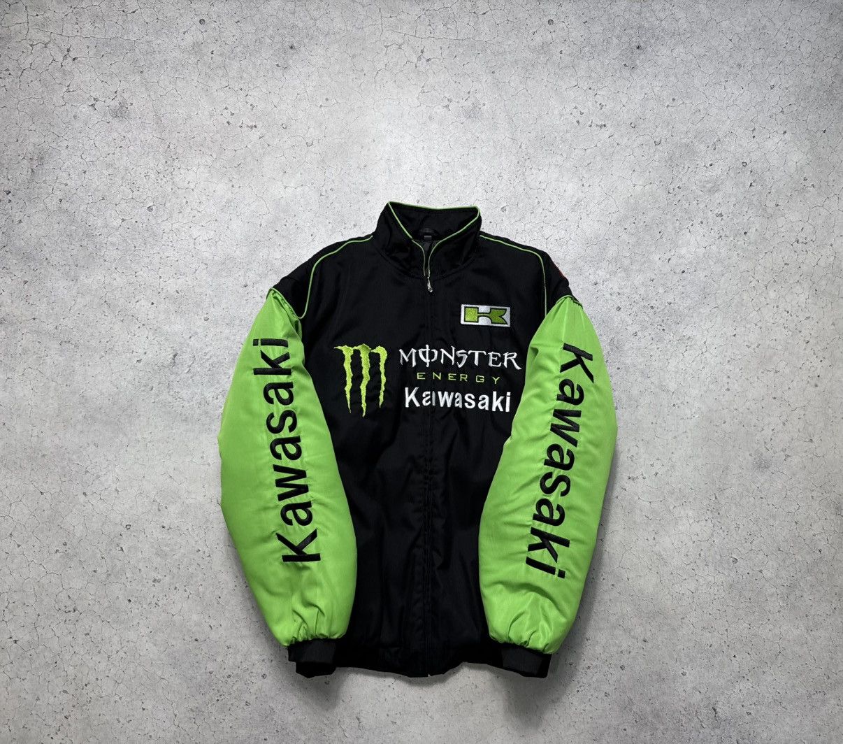 NASCAR Monster Energy Kawasaki Racing Bomber Jacket Big Logo Y2K Size US L / EU 52-54 / 3 - 3 Thumbnail