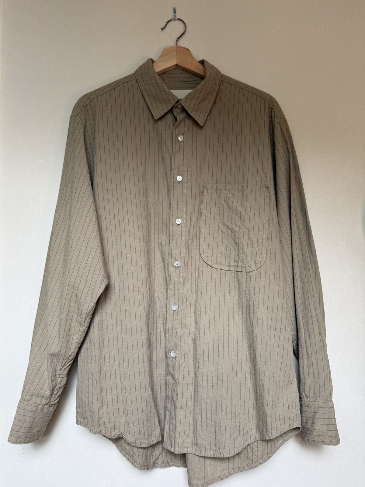 William Frederick Office Shirt - Tan/Charcoal stripe Size US S / EU 44-46 / 1 - 2 Thumbnail