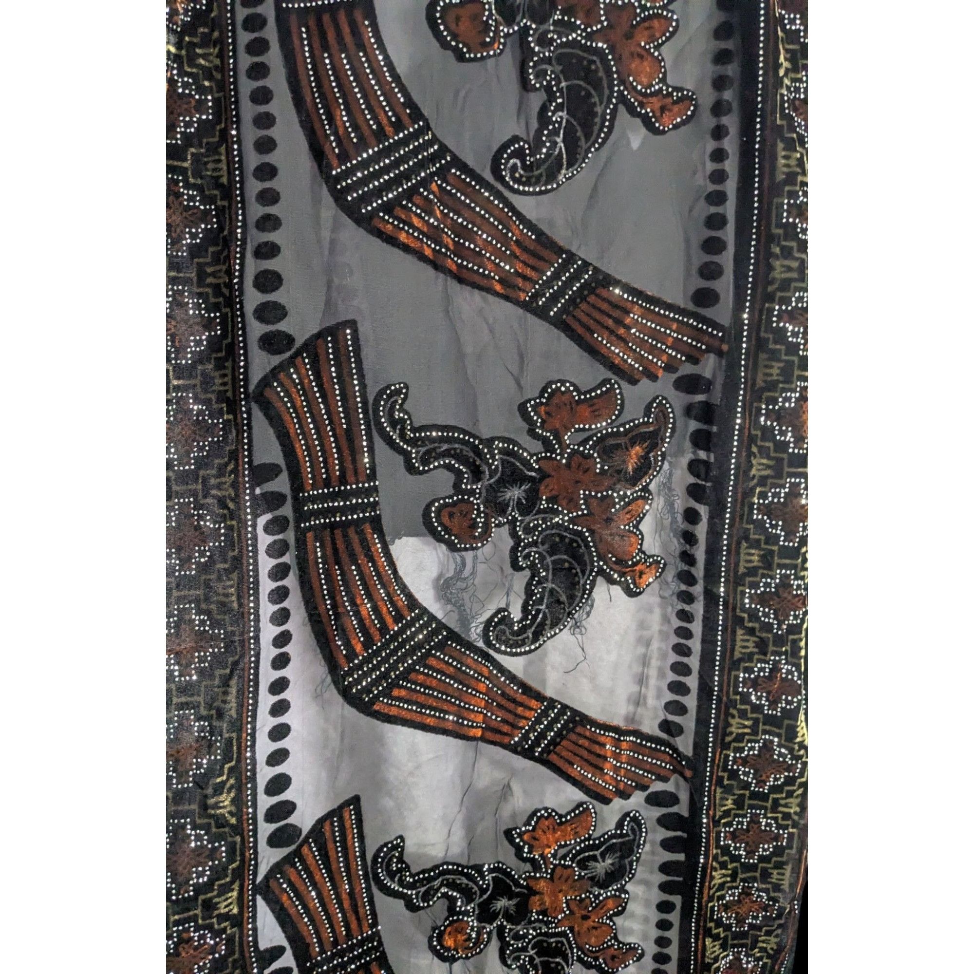 Other Vintage Glitter Burnt Velvet Floral Scarf With Fringe Elegan Size ONE SIZE - 4 Thumbnail