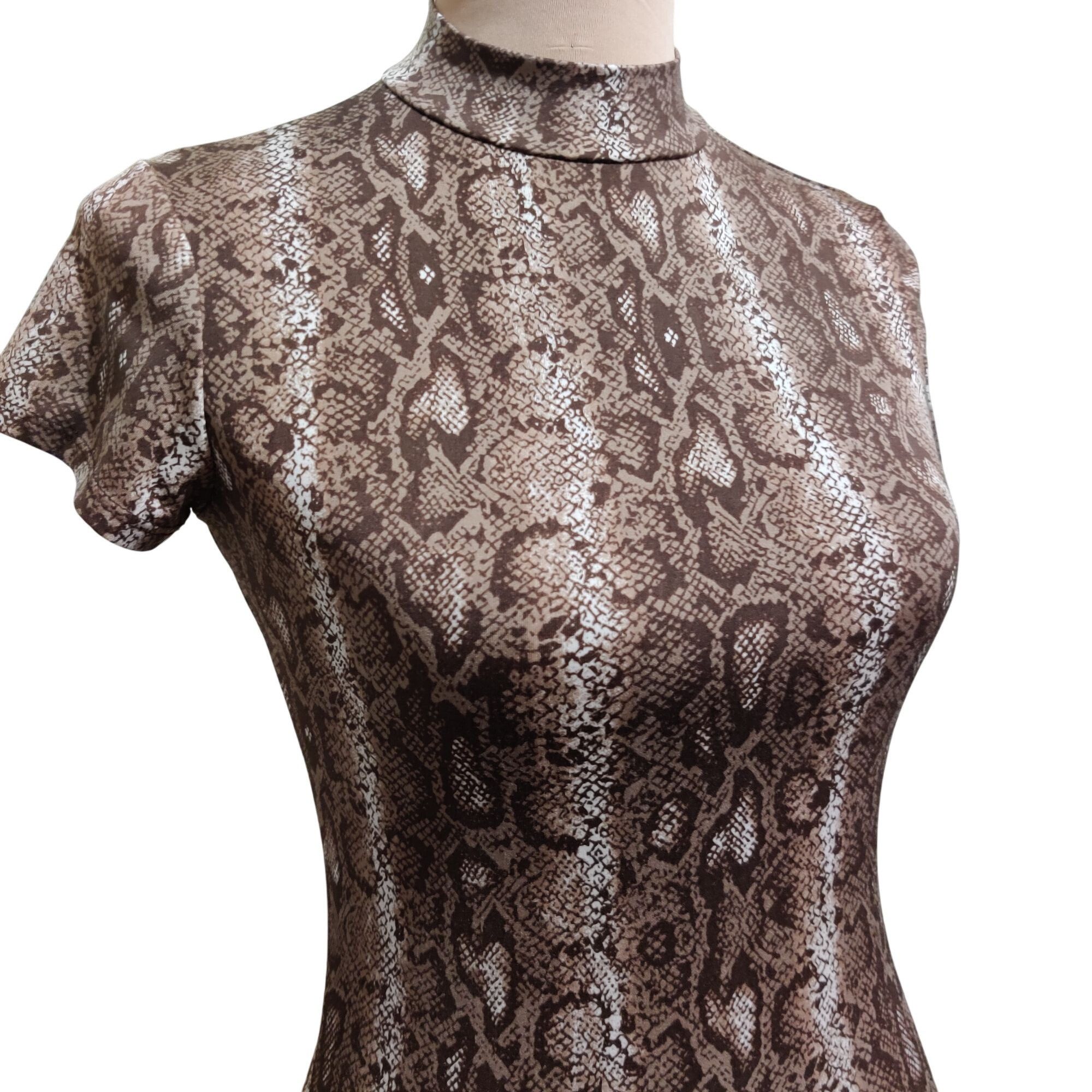 Other Olivia Rae S Brown Snake Print Mock Neck Top Edgy Y2K Grunge Size S / US 4 / IT 40 - 2 Thumbnail