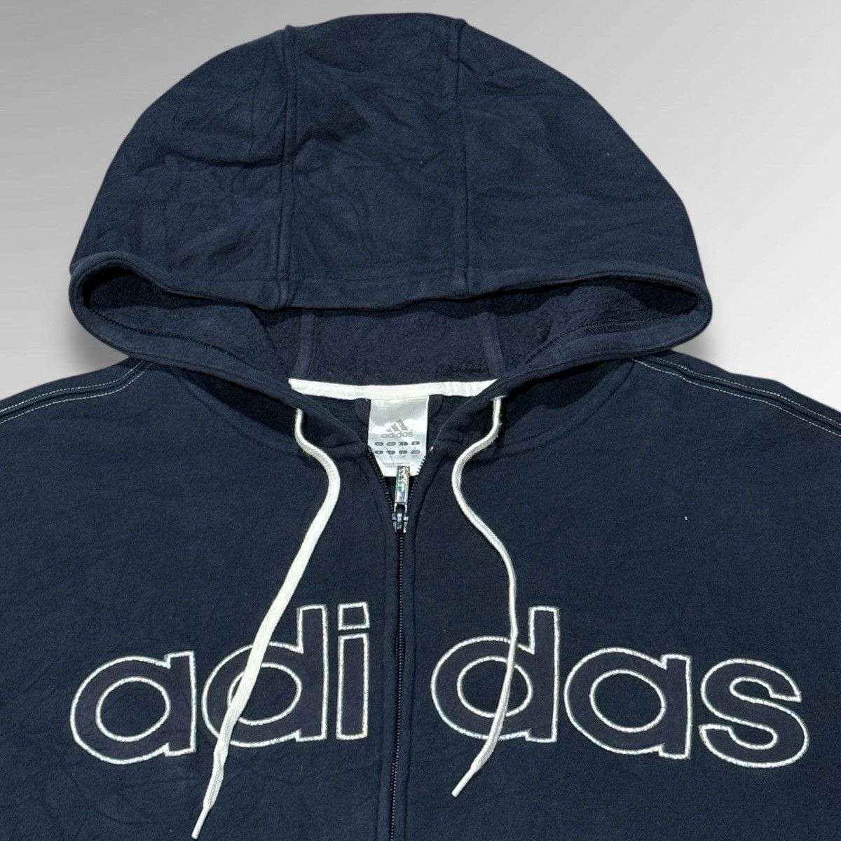 Adidas Adidas Embroidered Navy Zip Up Hoodie Size US L / EU 52-54 / 3 - 2 Thumbnail