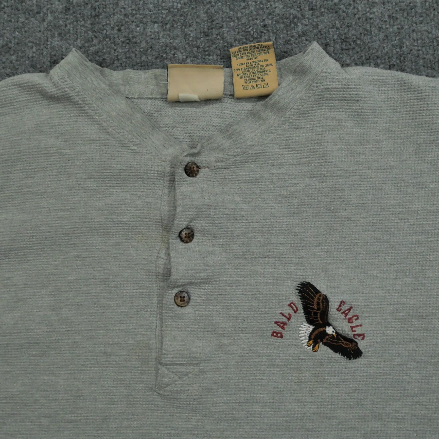 Vintage VINTAGE Thermal Shirt Mens 3XL Grey Henley Bald Eagle Clearwater Creek Y2K Size US XXL / EU 58 / 5 - 3 Thumbnail