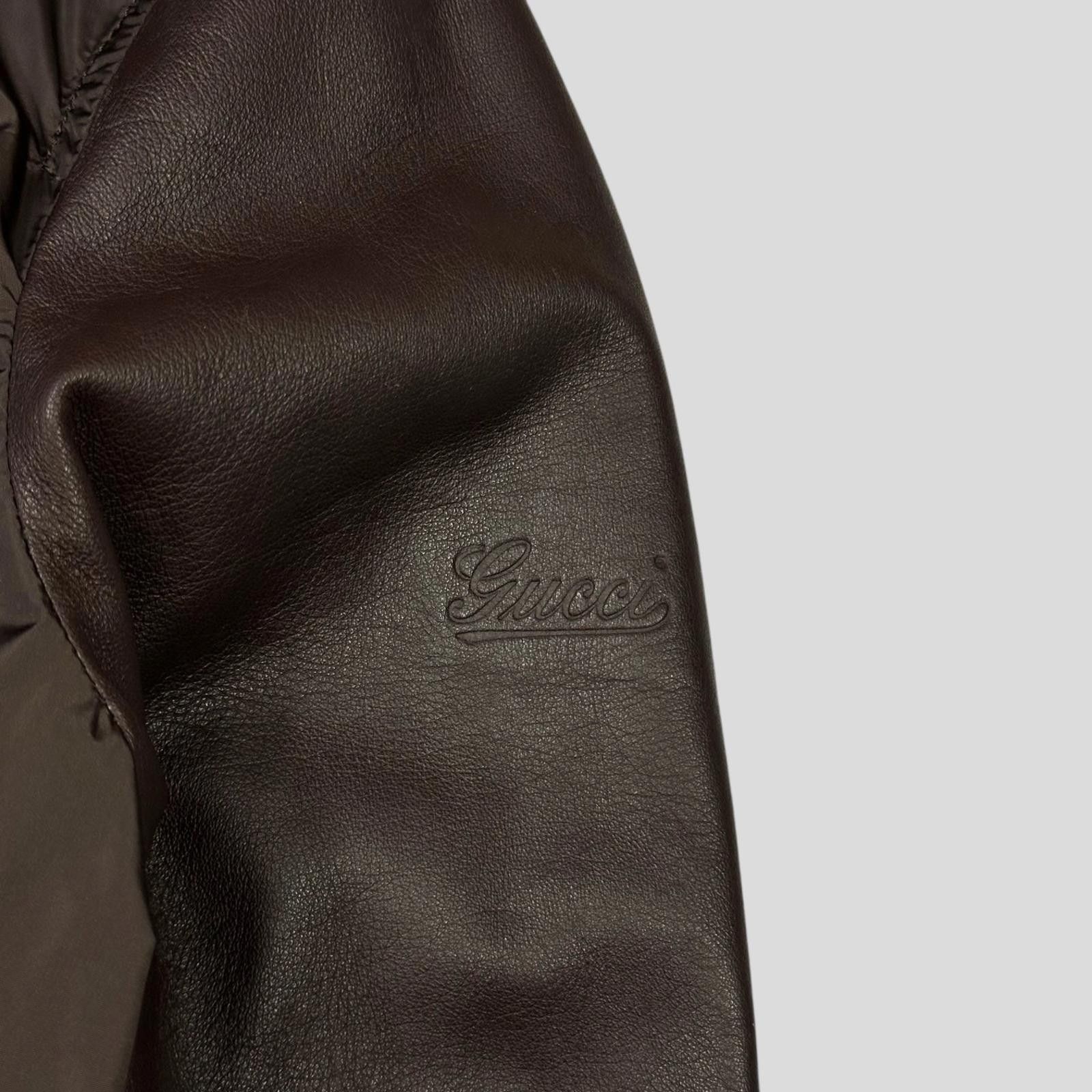 Gucci Gucci Brown Nappa Leather Hybrid Logo Bomber Jacket IT46 - S Size US S / EU 44-46 / 1 - 2 Thumbnail