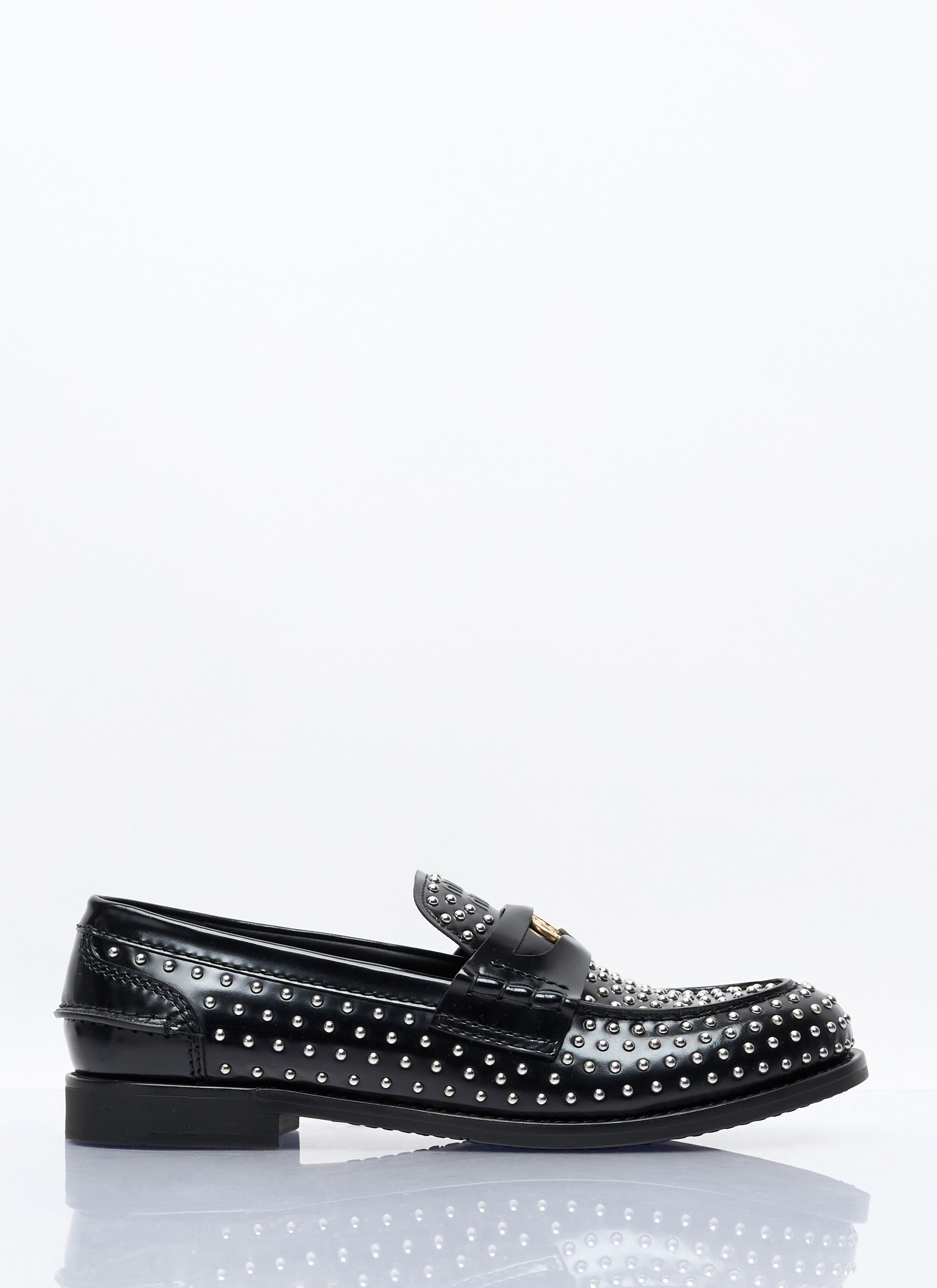 Miu Miu Studded Leather Loafers Size US 7 / IT 37 - 1 Thumbnail