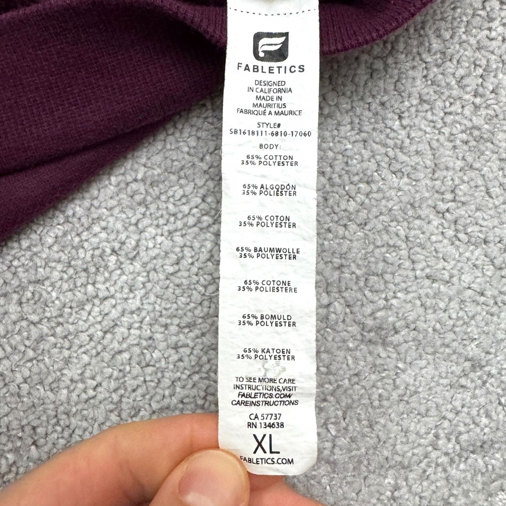 Fabletics Fabletics Full Zip Hoodie Sweatshirt Women XL Burgundy Fleece Raglan Pockets Size XL / US 12-14 / IT 48-50 - 6 Thumbnail