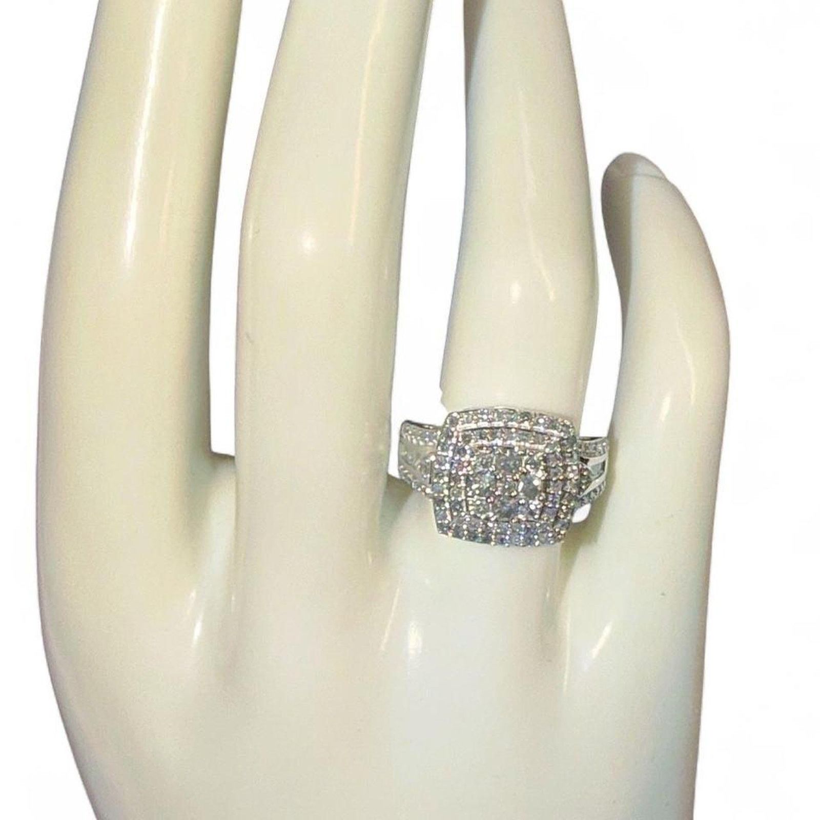 Other 1 cttw Diamond Sterling Silver Pave Cluster Engage Ring 7 Size ONE SIZE - 1 Thumbnail