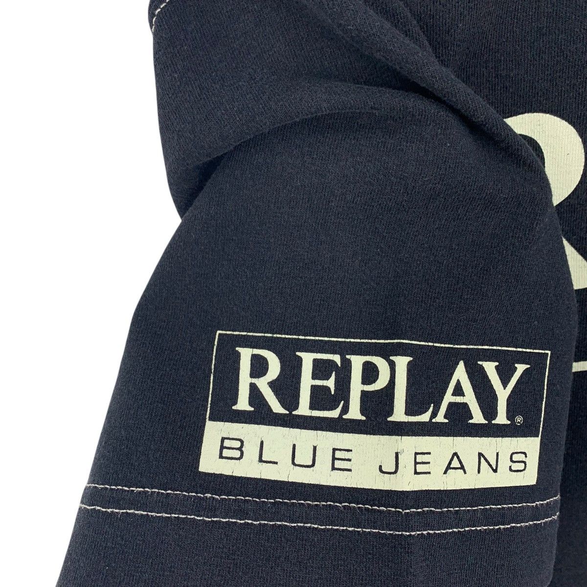 Replay × Vintage Vintage REPLAY Blue Jeans big spellout italian designer tee Size US L / EU 52-54 / 3 - 11 Thumbnail