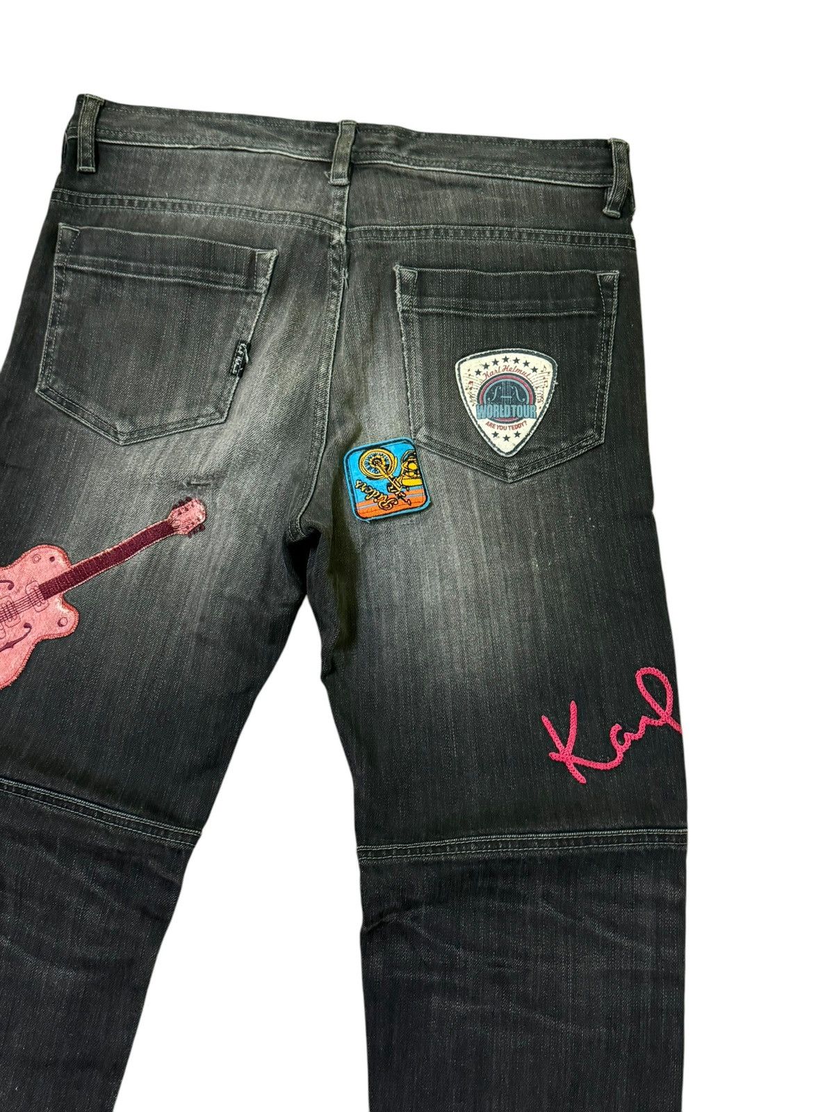 Hysteric Glamour × Karl Helmut × Vintage VINTAGE KARL HELMUT EMBROIDERY GUITAR DISTRESSED DENIM Size US 30 / EU 46 - 11 Thumbnail