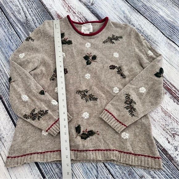 Vintage Vintage Christopher & Banks Hand Embroidered Beige Holiday S Size L / US 10 / IT 46 - 9 Thumbnail