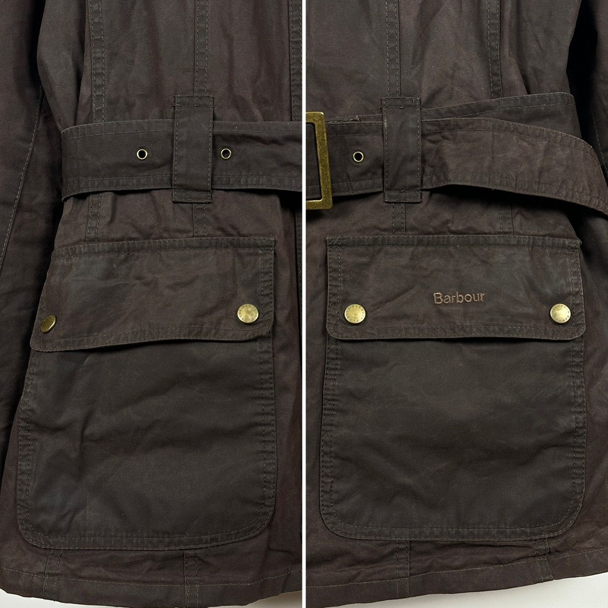 Barbour Barbour Brown Bird Art Bower Belted Waxed Coat Jacket Size L / US 10 / IT 46 - 13 Thumbnail