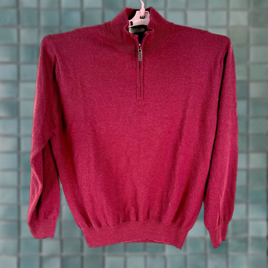 Jos. A. Bank Jos. A. Bank Mens Merino Wool 1/4 Zip Pullover Sweater L Red Shirt Size US L / EU 52-54 / 3 - 1 Thumbnail