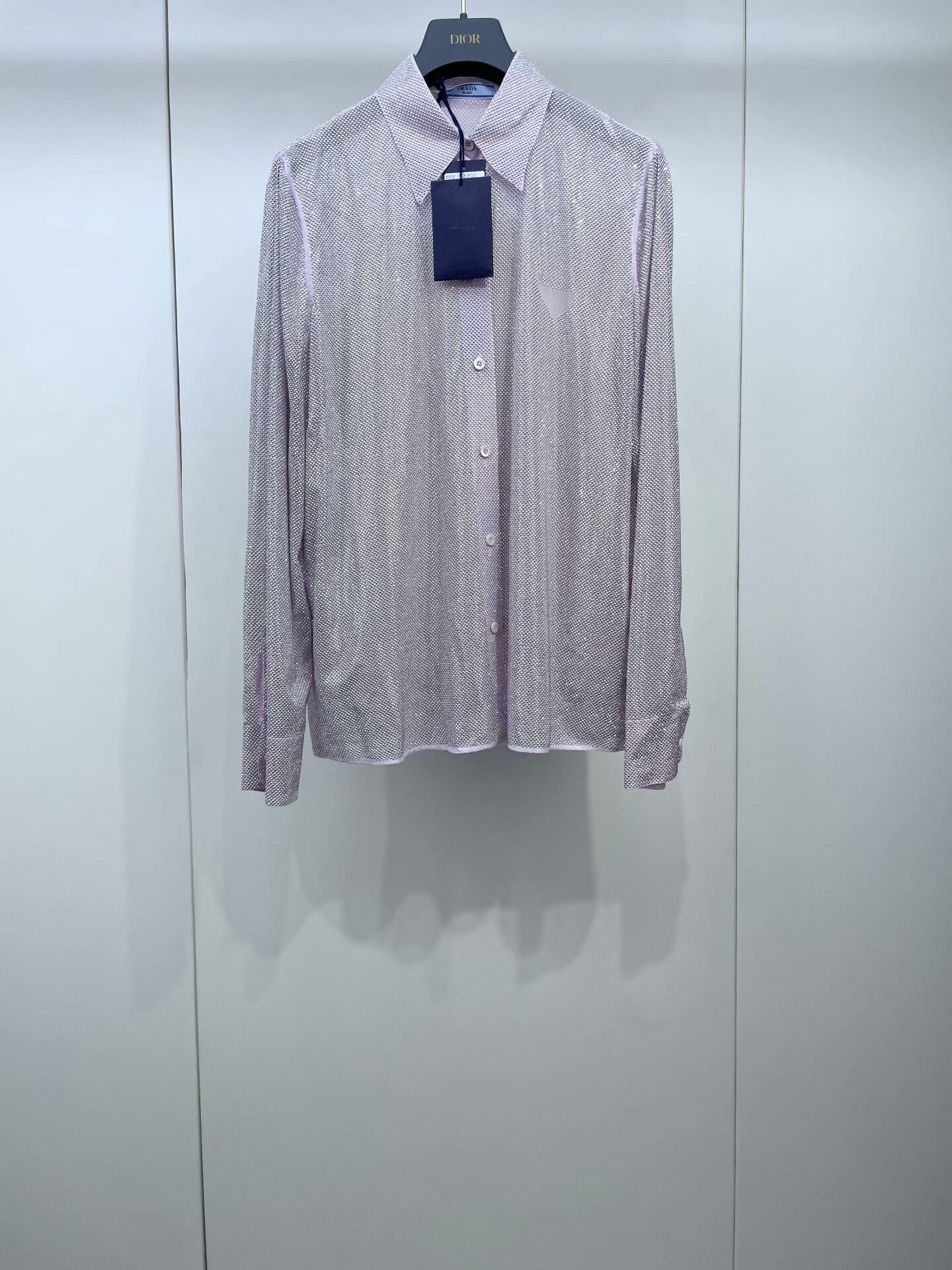 Prada Prada Pink Silk Rhinestone Shirt Size S / US 4 / IT 40 - 1 Thumbnail