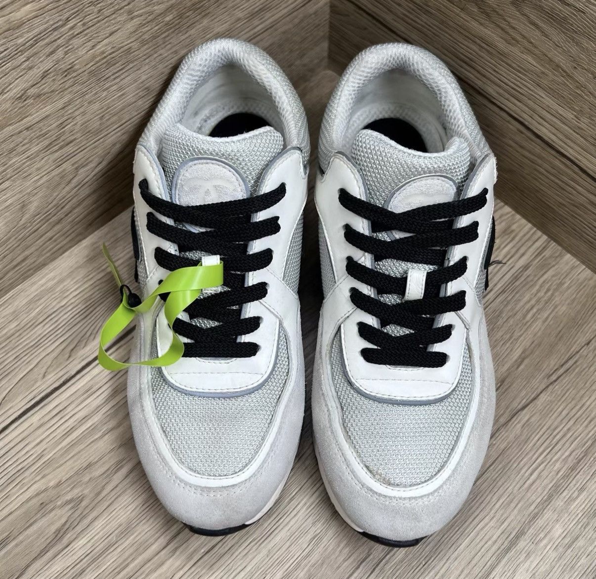 Chanel Chanel Grey & White Interlocking CC Sneakers J41 Size US 7.5 / IT 37.5 - 3 Thumbnail