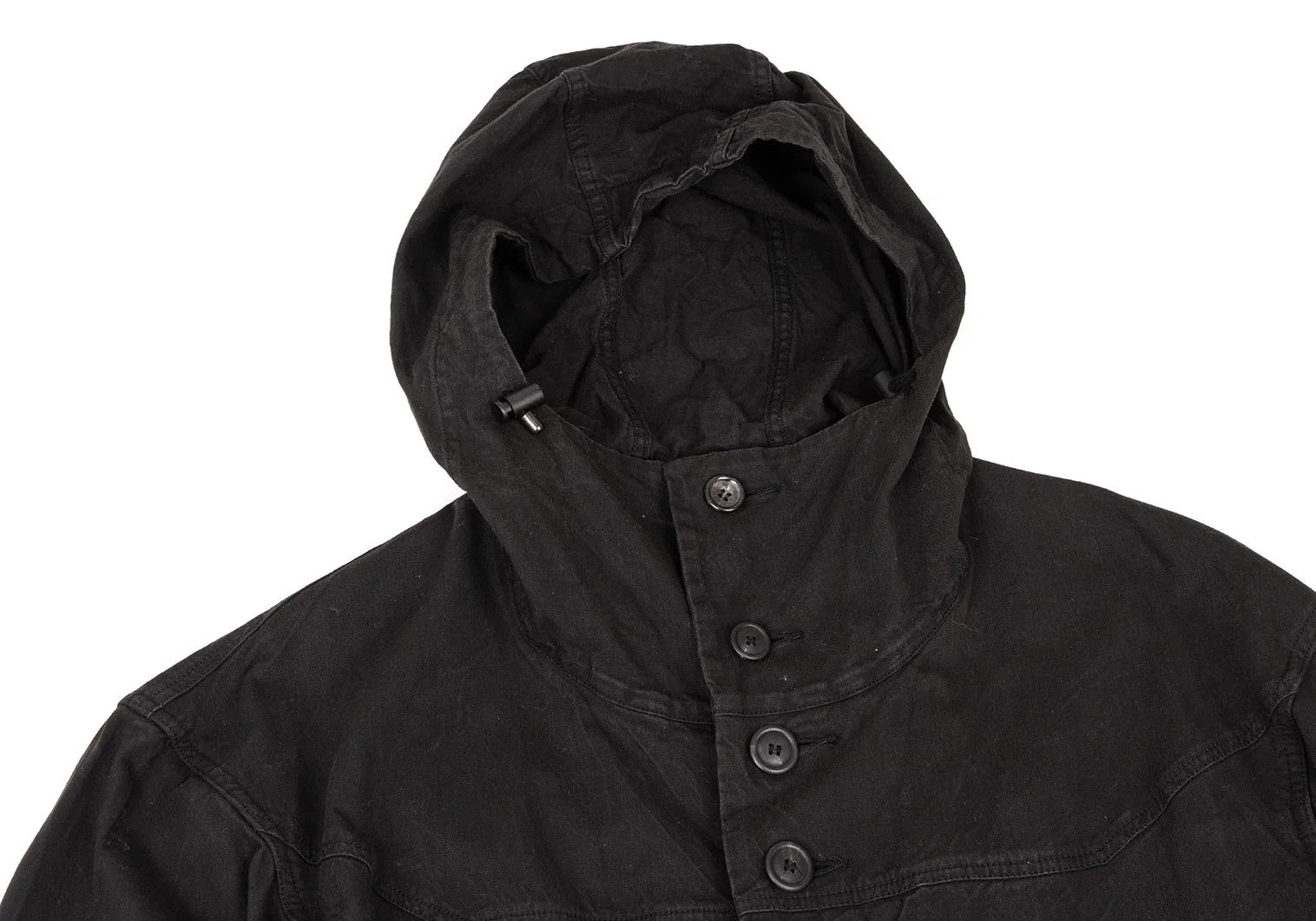 Issey Miyake Cotton Military Hoodie Jacket in Black Size S-M Size US S / EU 44-46 / 1 - 2 Thumbnail