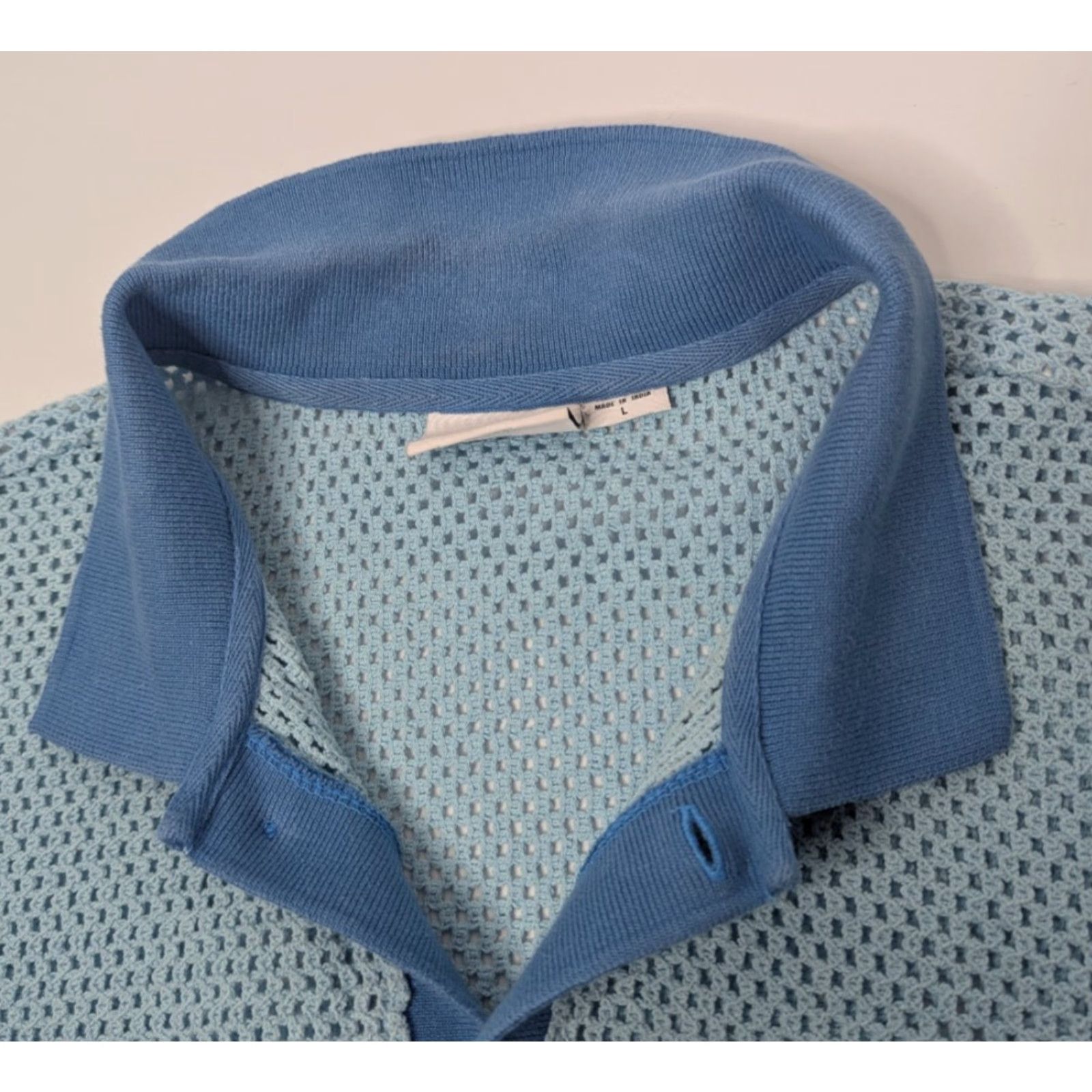 Obey OBEY Grove Button-Up Polo Shirt Mens Large Blue Short Sleeve Cotton Open Knit Shirt Size US L / EU 52-54 / 3 - 7 Thumbnail