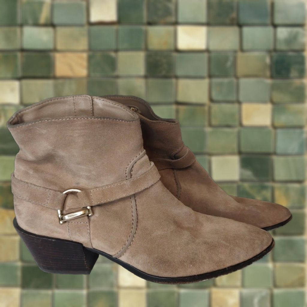 Vintage Tod's Women's Ankle Boots Brown Suede Block Heel Shoes Size 8 Booties