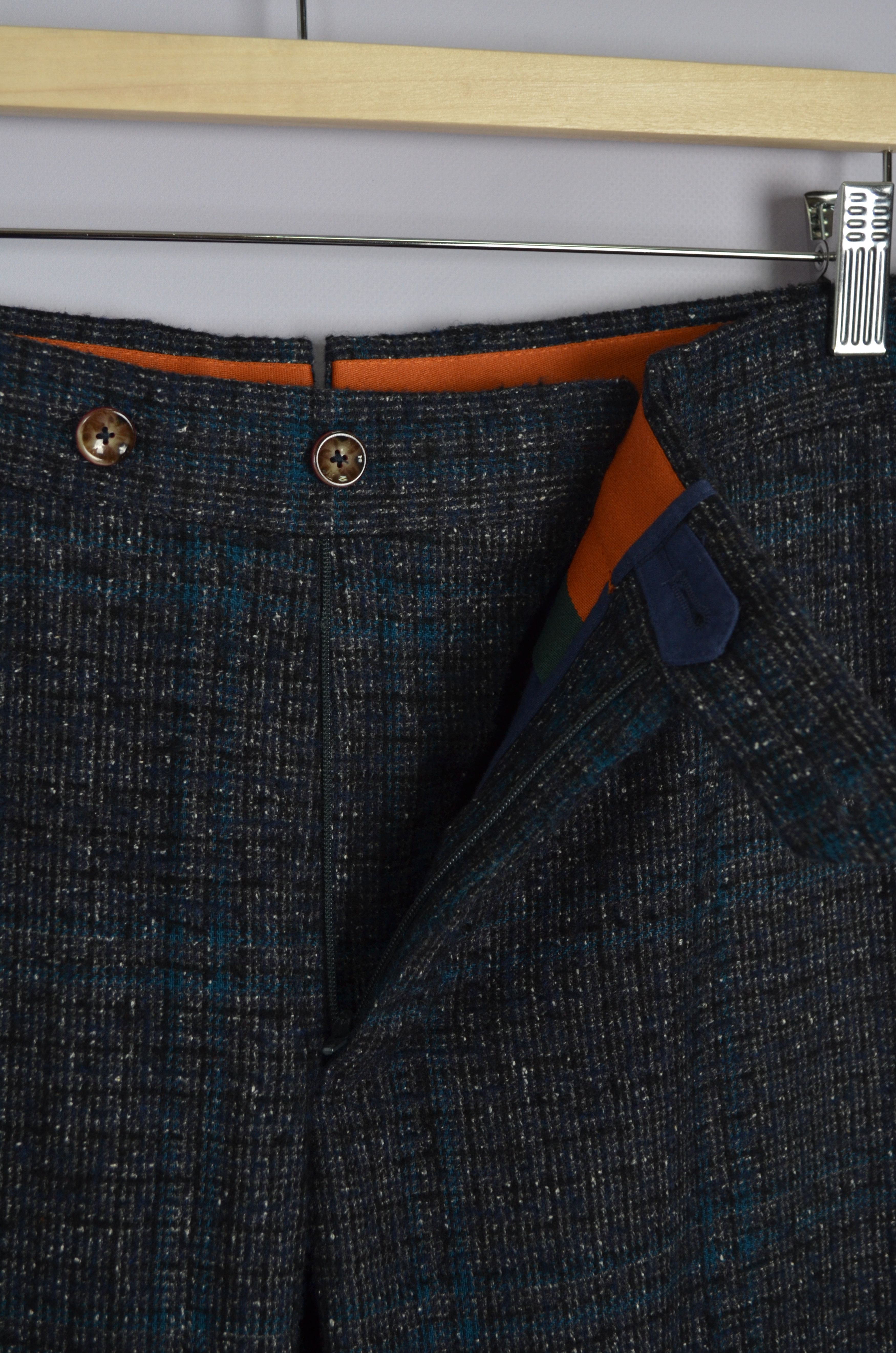 PT Torino Super 100's Slim Fit Pants Tweed Wool Silk Sz54