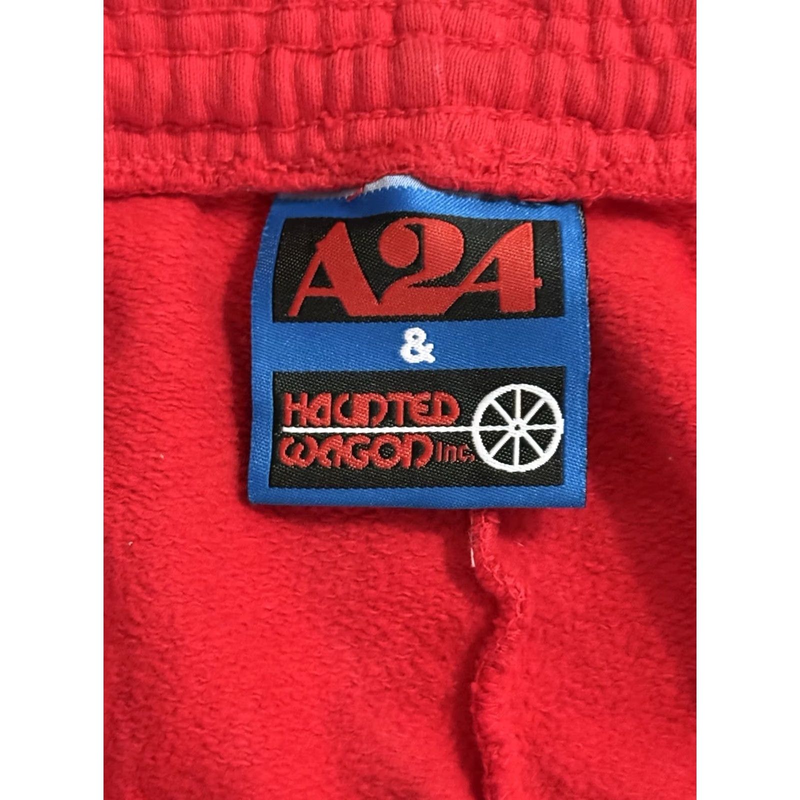 Online Ceramics Online Ceramics x A24 Sweatpants Large Haunted Wagon Ti West MaXXXine Pearl Mens Lounge Pants Red Graphic Print Size US 33 - 5 Thumbnail