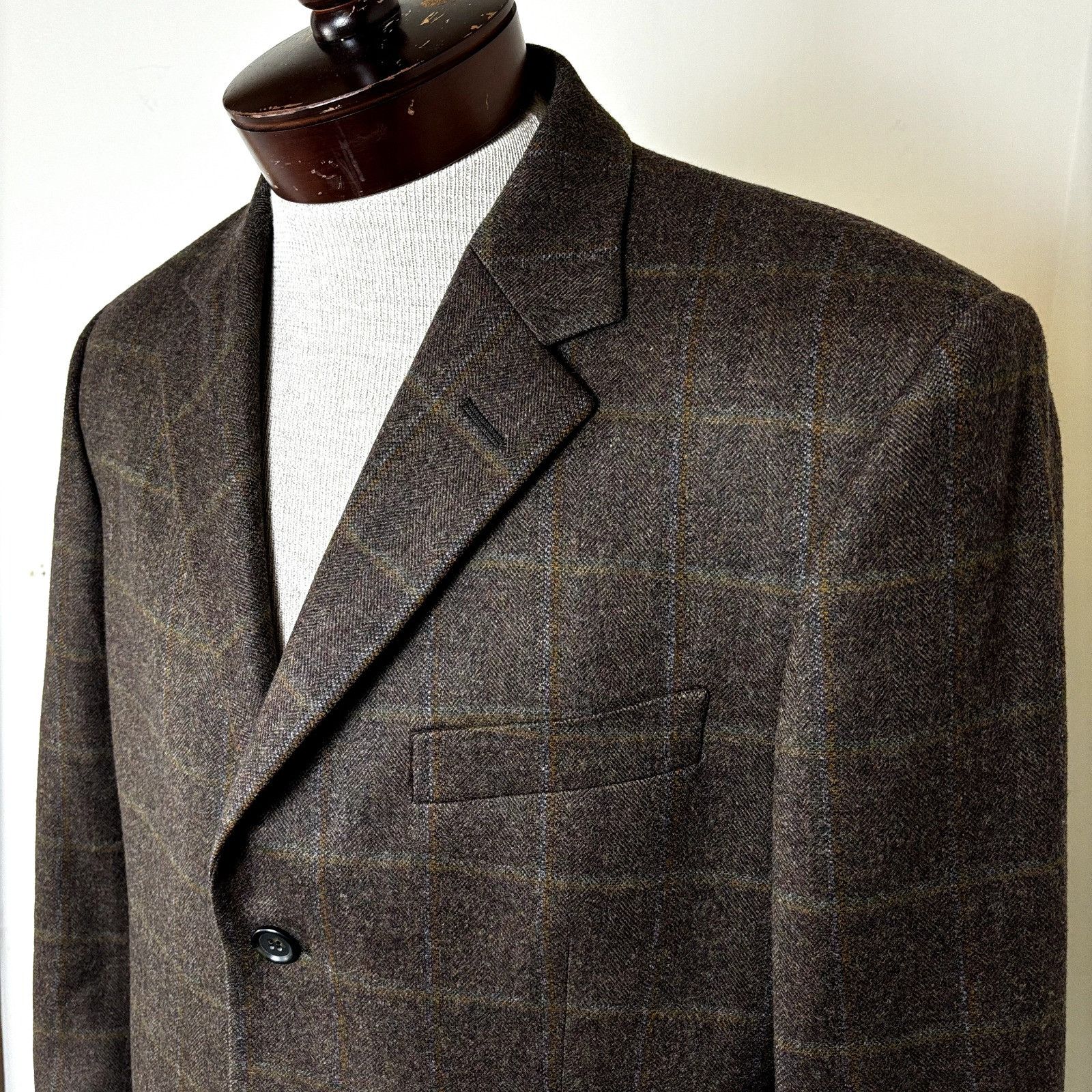 Other Gritti Zegna Sport Coat 50R It 40 US Windowpane Brown Flanne Size 40R - 10 Thumbnail