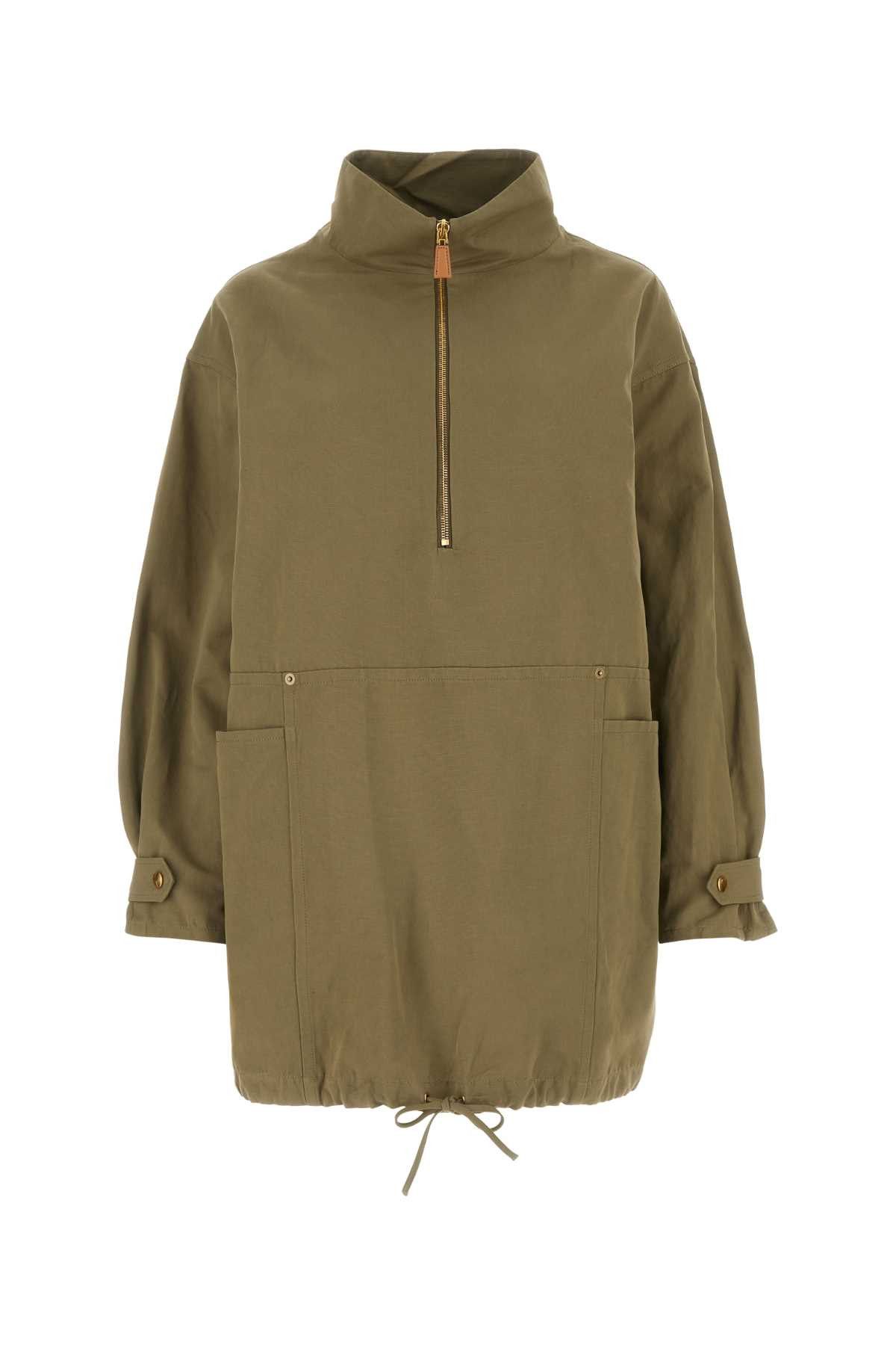 Prada Army Green Cotton Blend Dress Size XS / US 0-2 / IT 36-38 - 1 Thumbnail