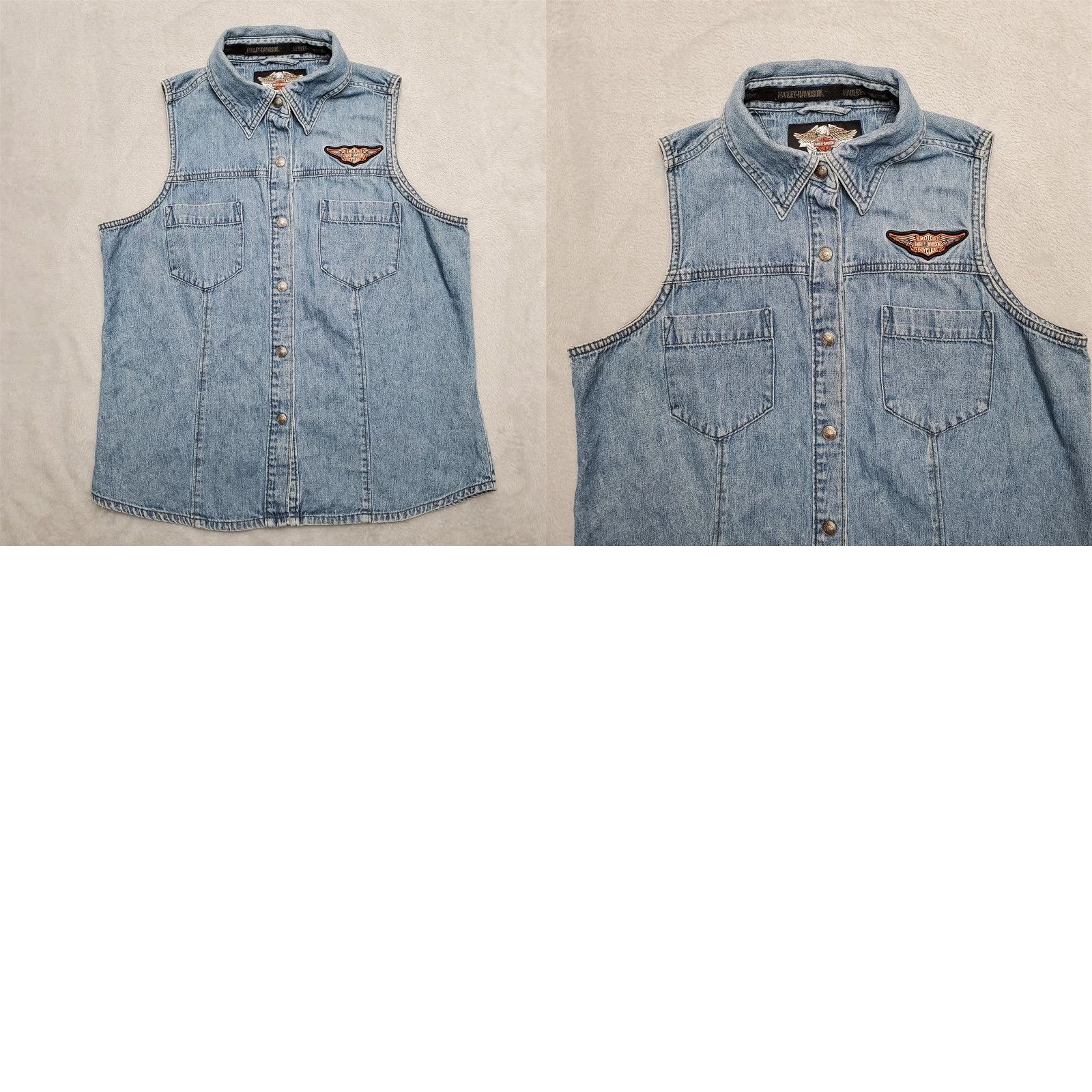 Harley Davidson VTG Harley Davidson Vest Womens Medium Blue Denim Sleeveless Motorcycle Casual Size M / US 6-8 / IT 42-44 - 8 Thumbnail