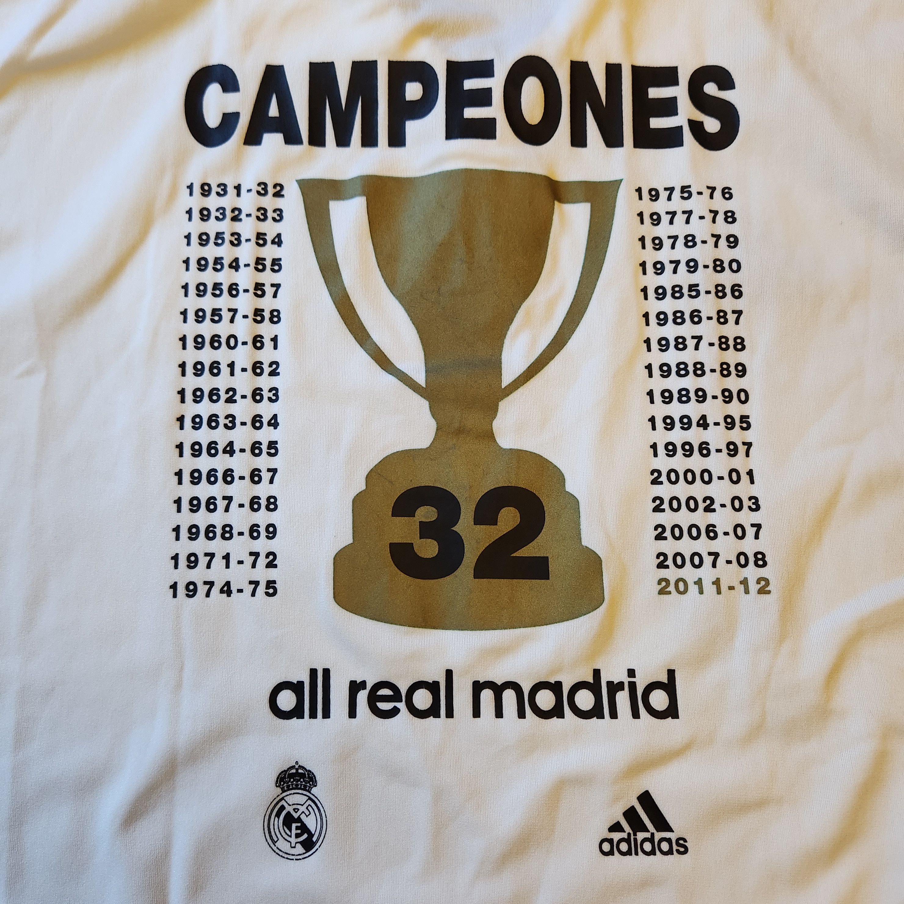 Adidas Authentic Real Madrid CAMPEONES 32 2011-2012 Home Jersey Size US XL / EU 56 / 4 - 3 Thumbnail