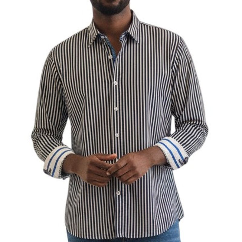 Robert Graham Robert Graham X Anniversary Shirt Flip Cuffs Stripe Tailored Size US XL / EU 56 / 4 - 1 Thumbnail