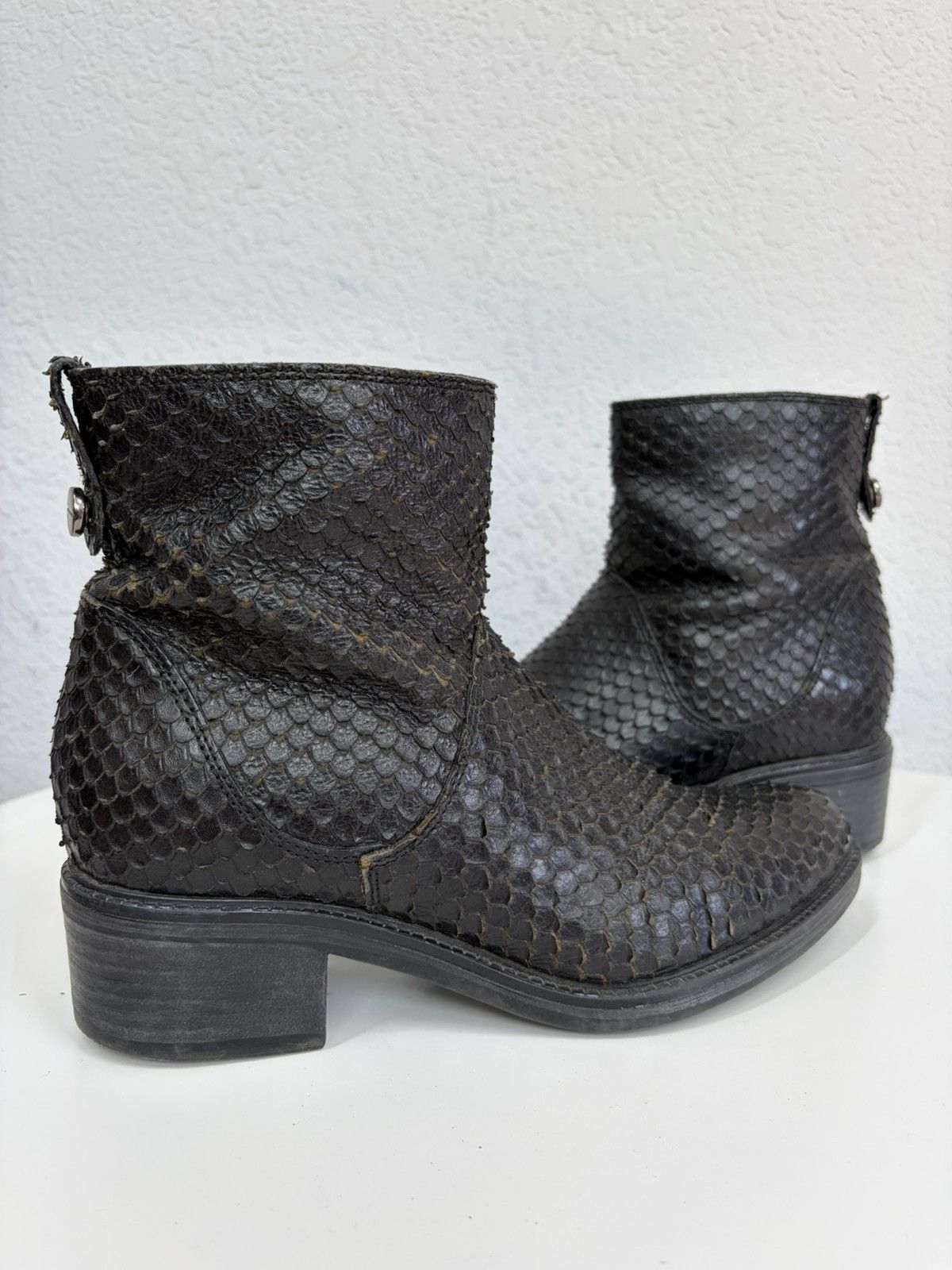 If Six Was Nine Vintage CCP Artisanal Python Skin Boots Rare Exotic Leather Size US 8 / IT 38 - 3 Thumbnail