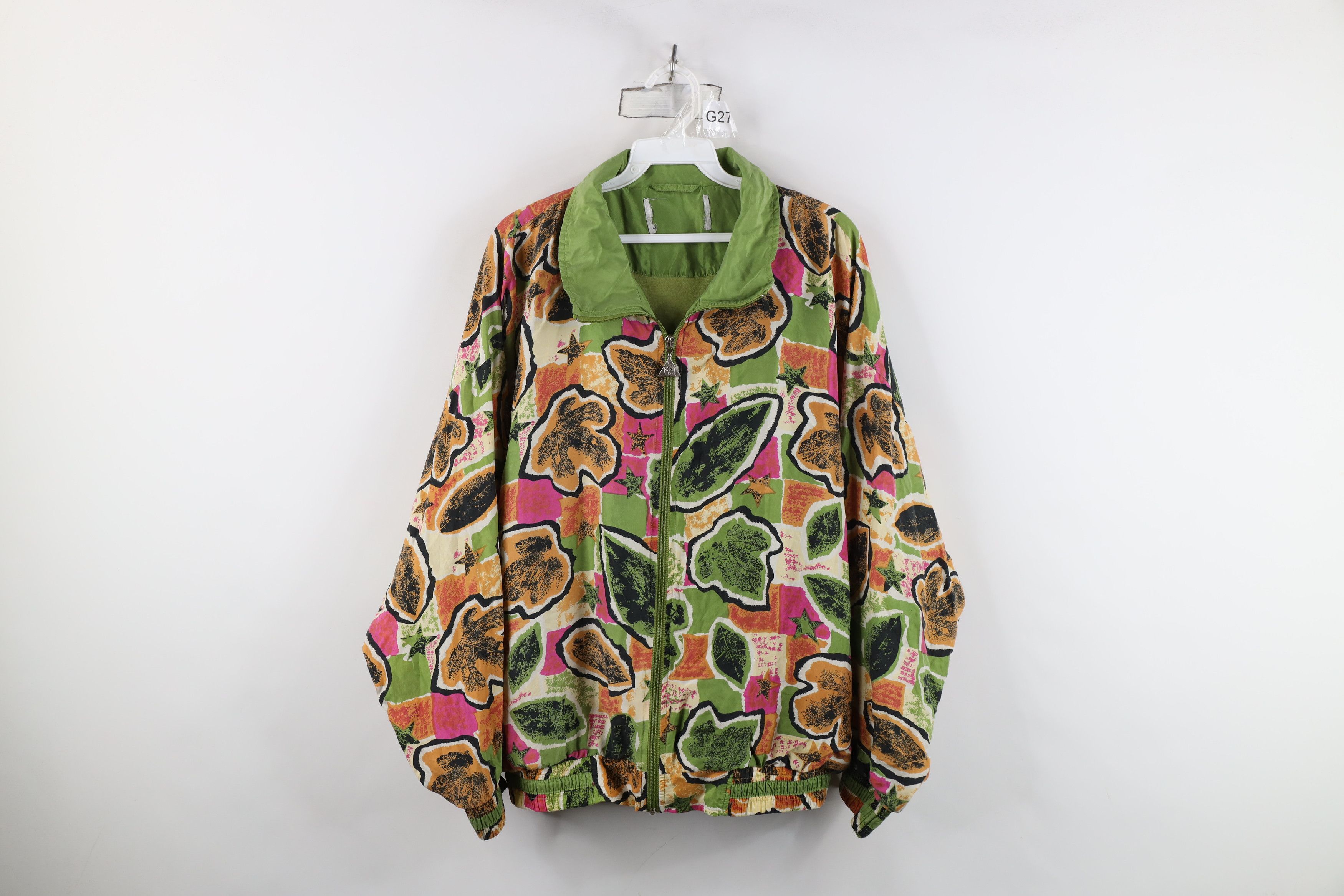 Vintage Vintage 90s Streetwear Nature Leaf Silk Bomber Jacket Size XXL / US 16-18 / IT 52-54 - 1 Thumbnail