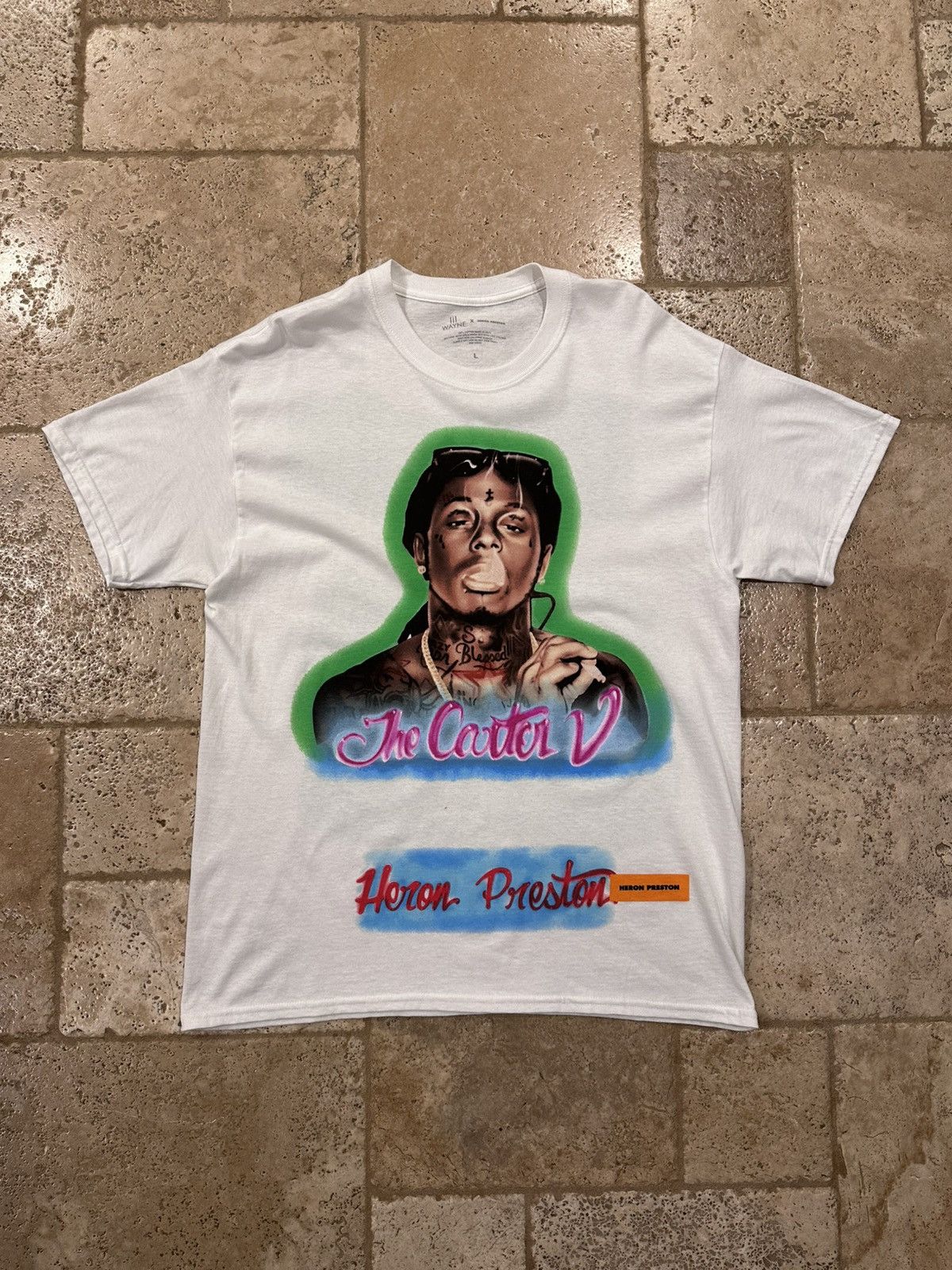 Heron Preston Heron Preston x Lil Wayne The Carter V White Rap Tee Size US L / EU 52-54 / 3 - 3 Thumbnail