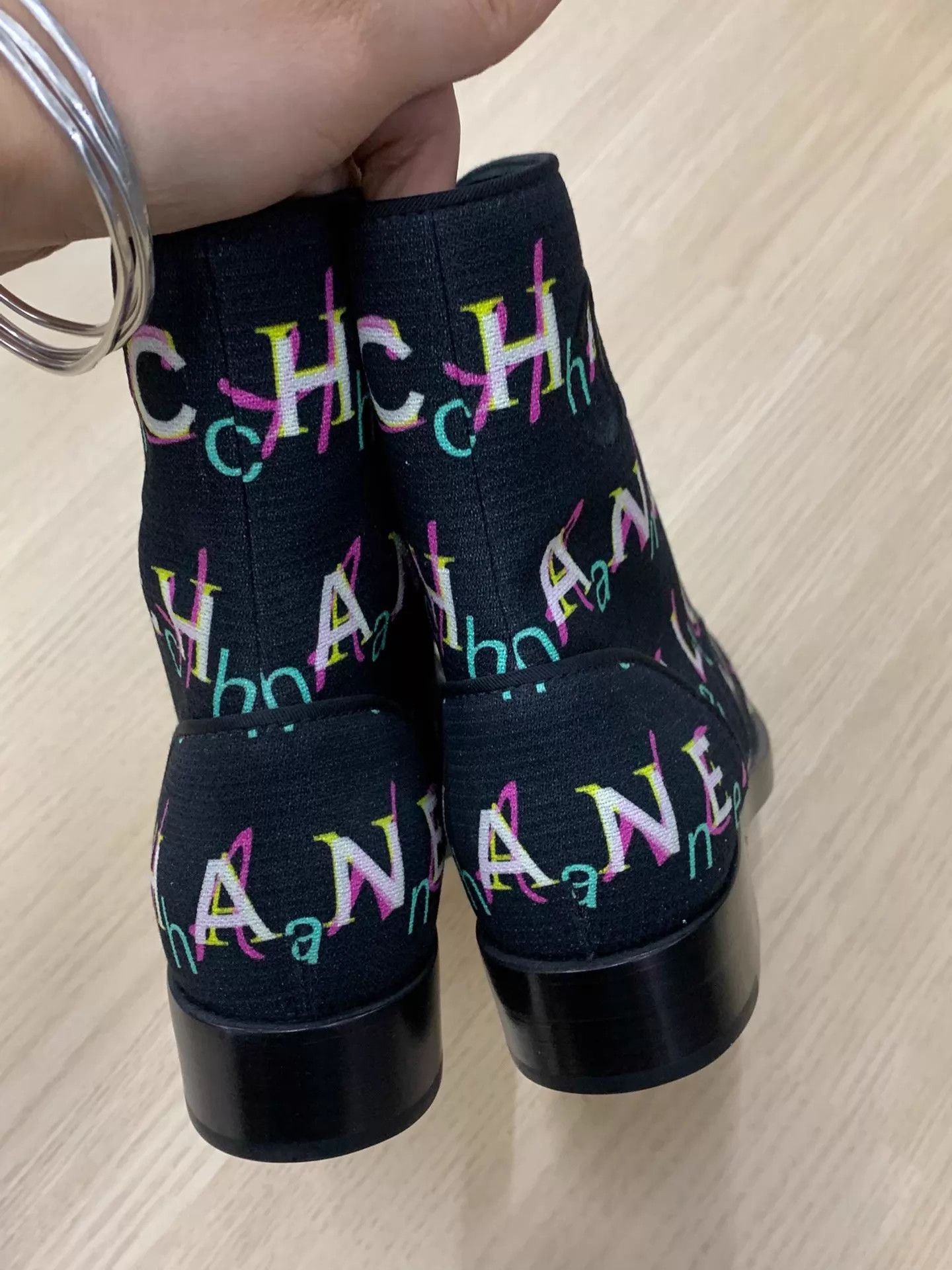 Chanel Chanel Black Colorful Lettering Ankle Boots 37.5 Size US 7 / IT 37 - 3 Thumbnail