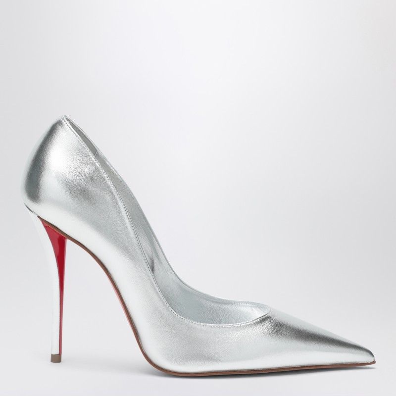 Christian Louboutin Miss Z Pumps In Silver Laminated Nappa Leather Shoes, Women's (Size 6)