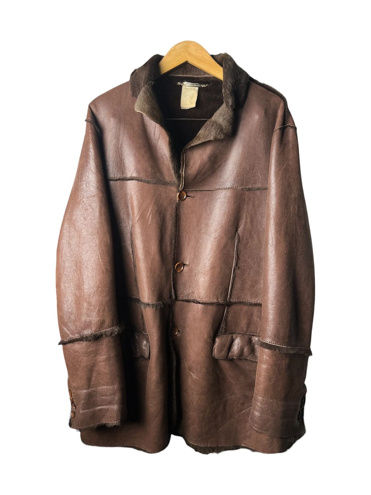 Dolce & Gabbana Vintage 90s Dolce Gabbana Shearling Coat Fur Leather Jacket Size US L / EU 52-54 / 3 - 1 Thumbnail