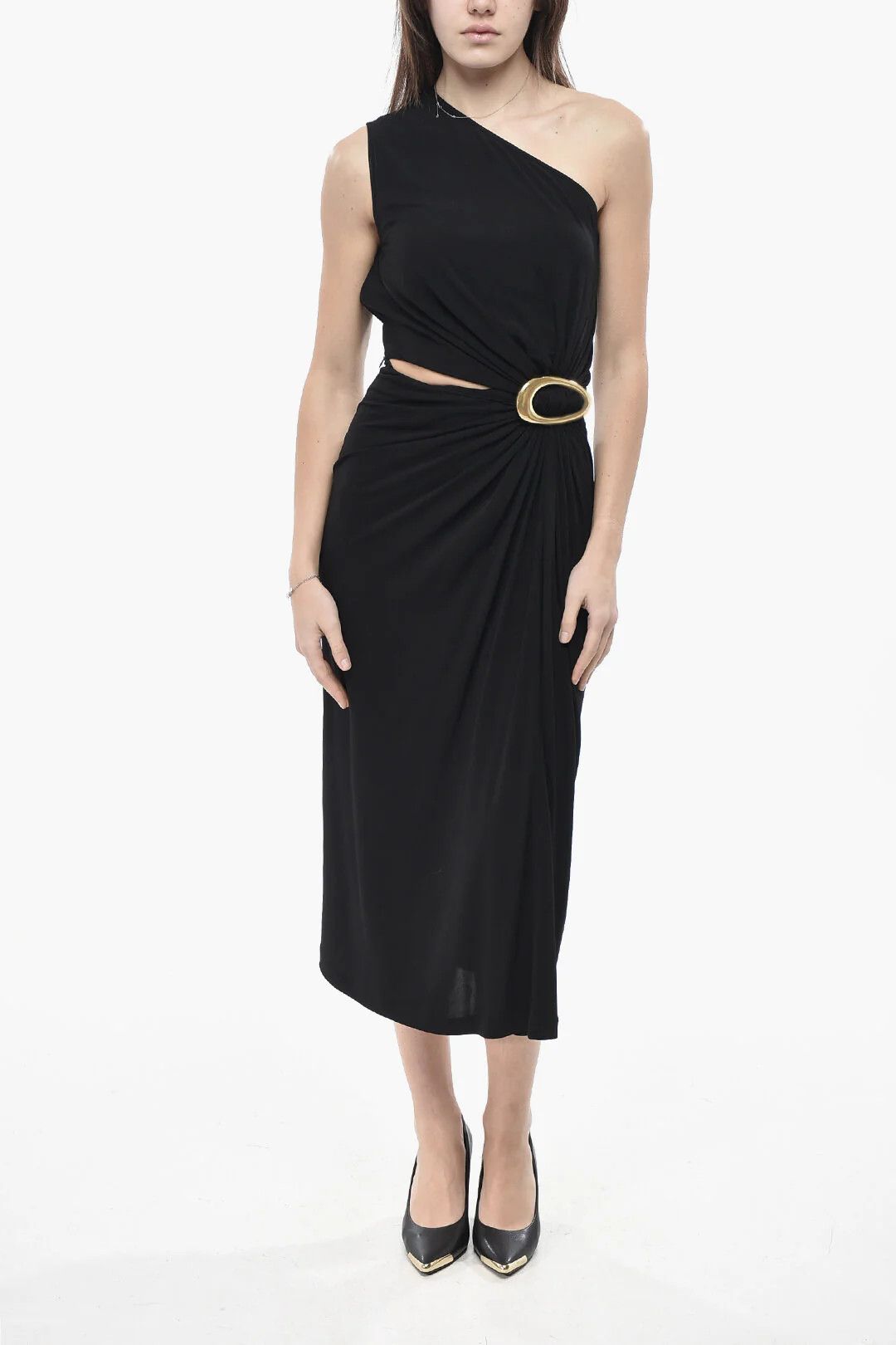 Bottega Veneta og1mm0426 Viscose One-Shoulder Dress in Black Size XS / US 0-2 / IT 36-38 - 1 Thumbnail