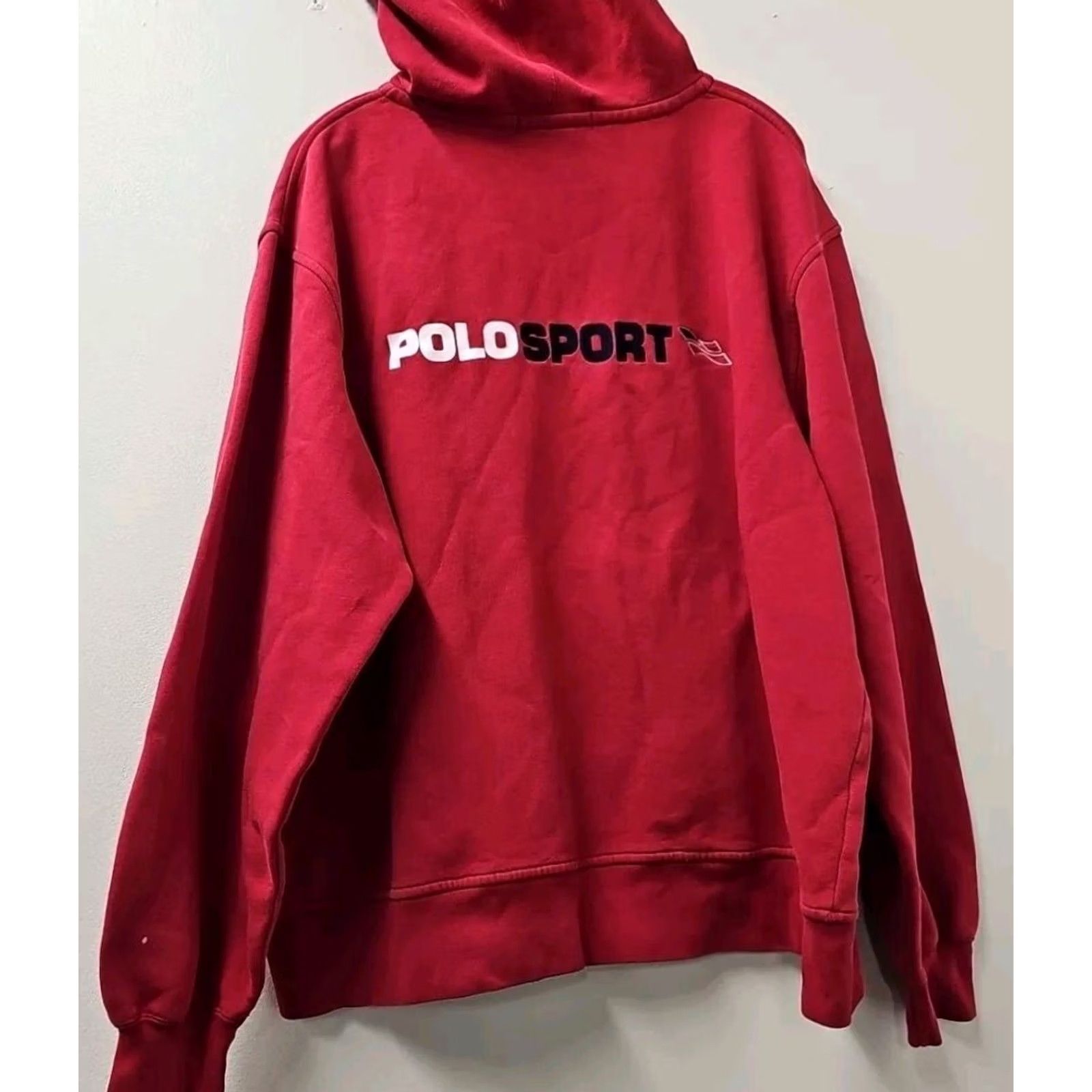 Ralph Lauren VINTAGE POLO SPORT RALPH LAUREN HOODIE 2XL MEN Red Embroidered Polo Sport ZIP Full Zip Pockets 90s Windows Logo Rare Size US XXL / EU 58 / 5 - 2 Thumbnail