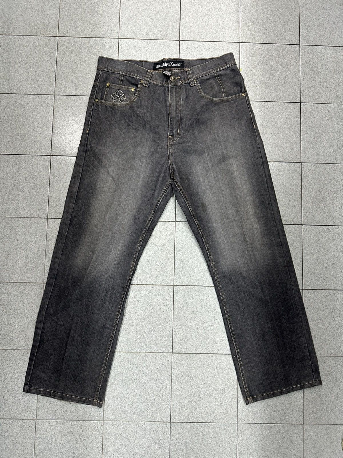 Japanese Brand VTG CROSS Like Chrome Hearts Brooklyn Express Denim Pants Size US 36 / EU 52 - 9 Thumbnail