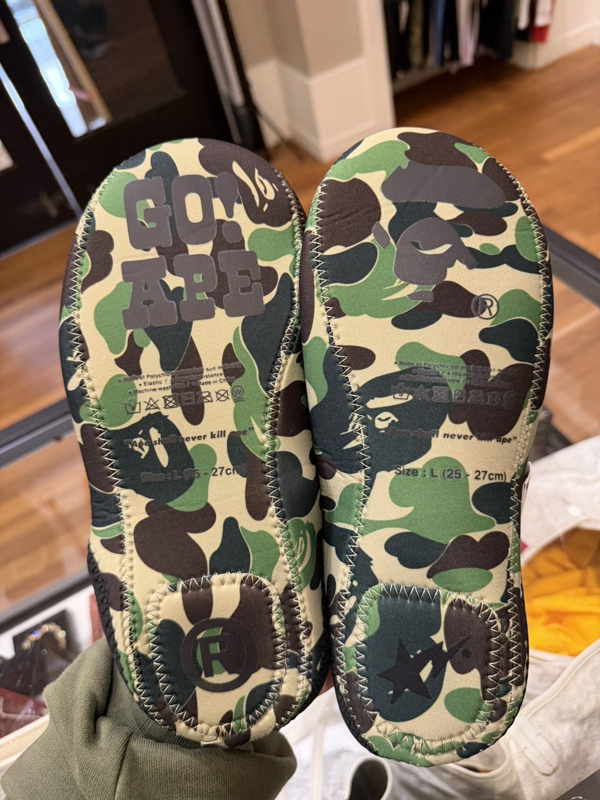 Bape Bape ABC Slippers & Pouch Set - Green Camo Size US 7 / EU 40 - 4 Thumbnail